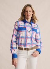 Camfield Half Placket Work Shirt - Mid Blue