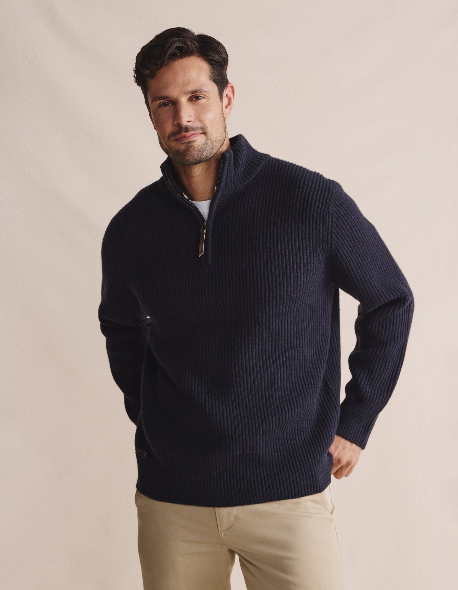 Bright Quarter Zip Knit - Dark Navy – Kidman Clothing