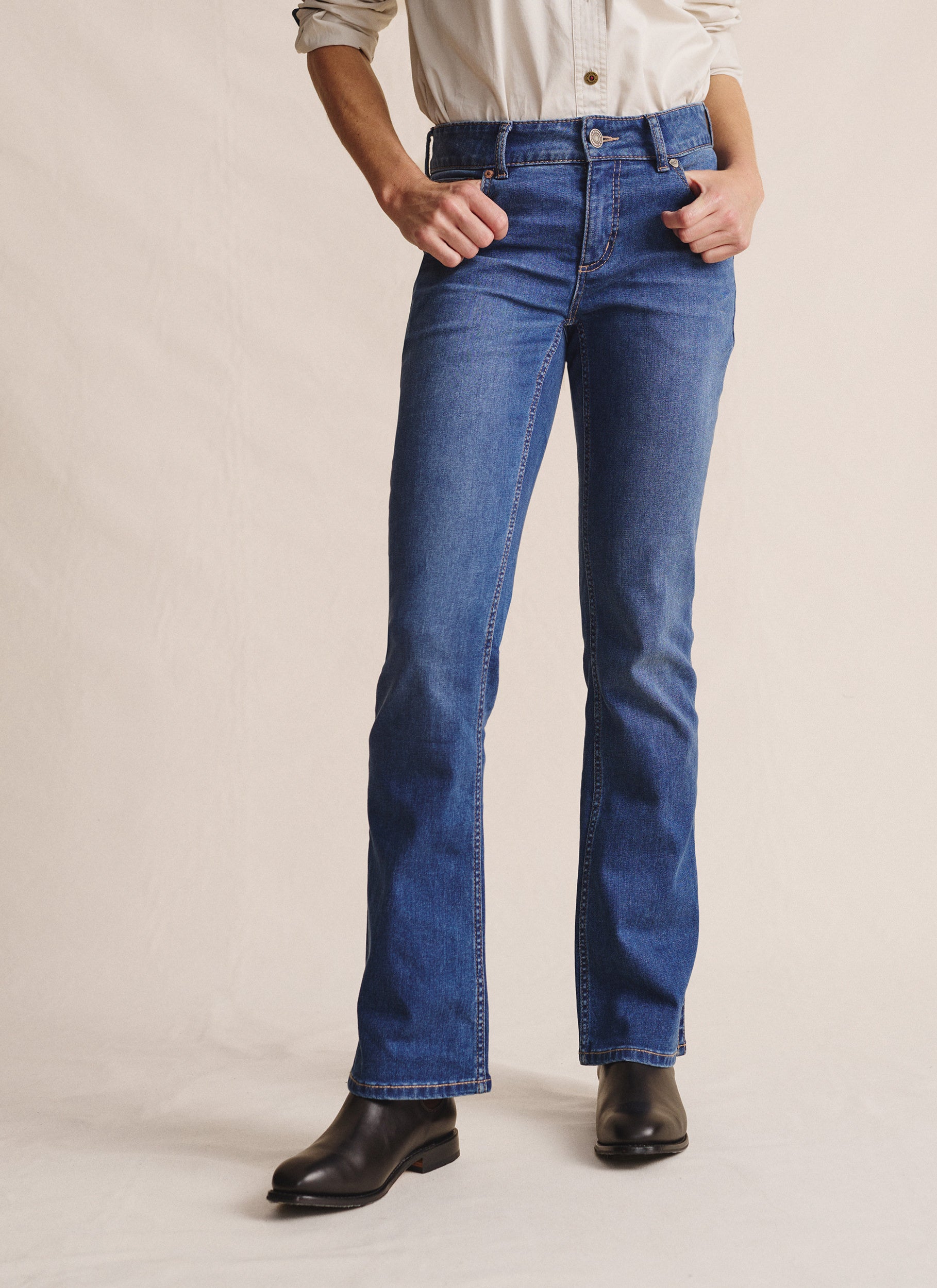 Bimbi Bootleg Long Jean - Mid Wash
