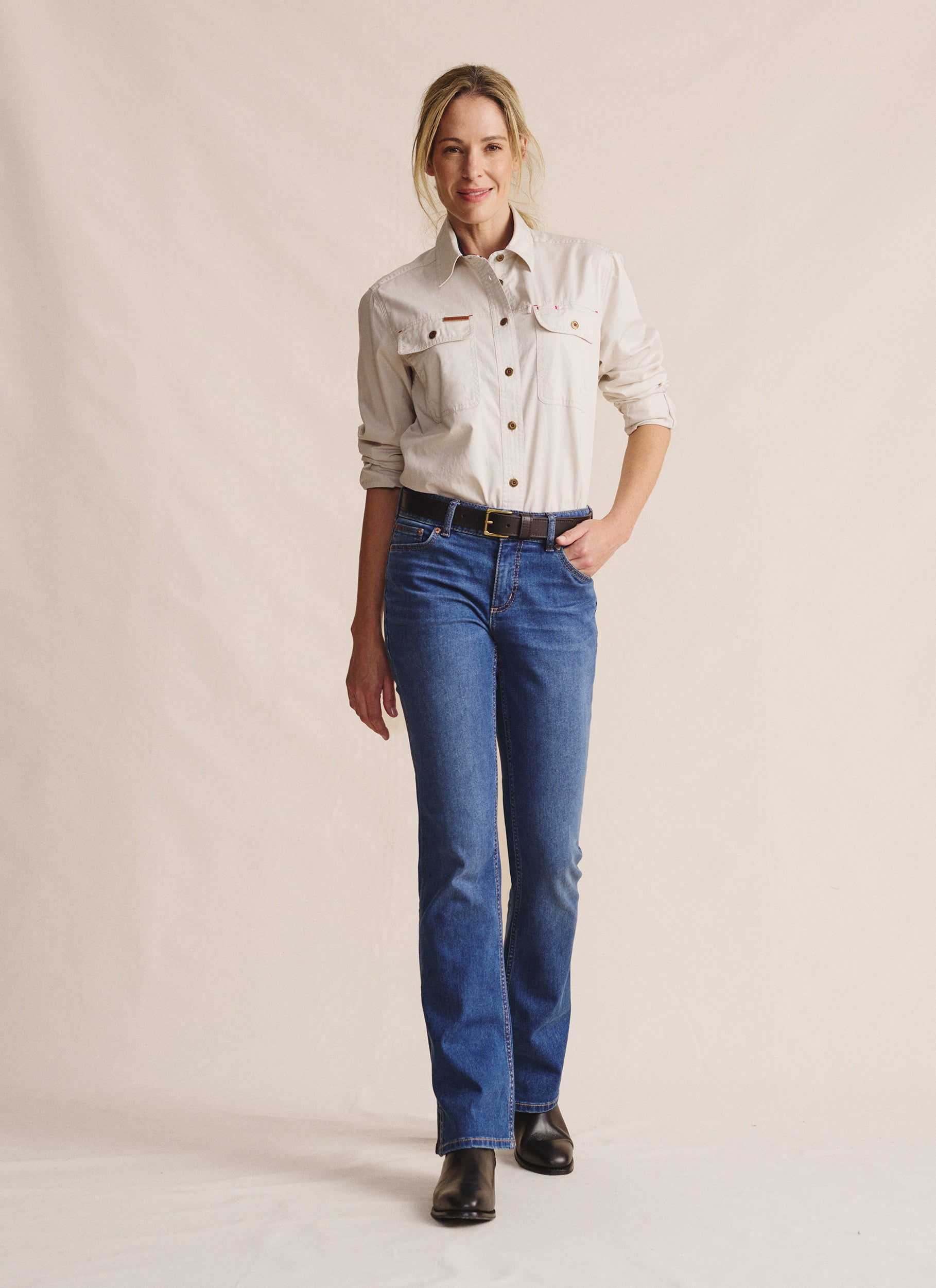 Bimbi Bootleg Long Jean - Mid Wash