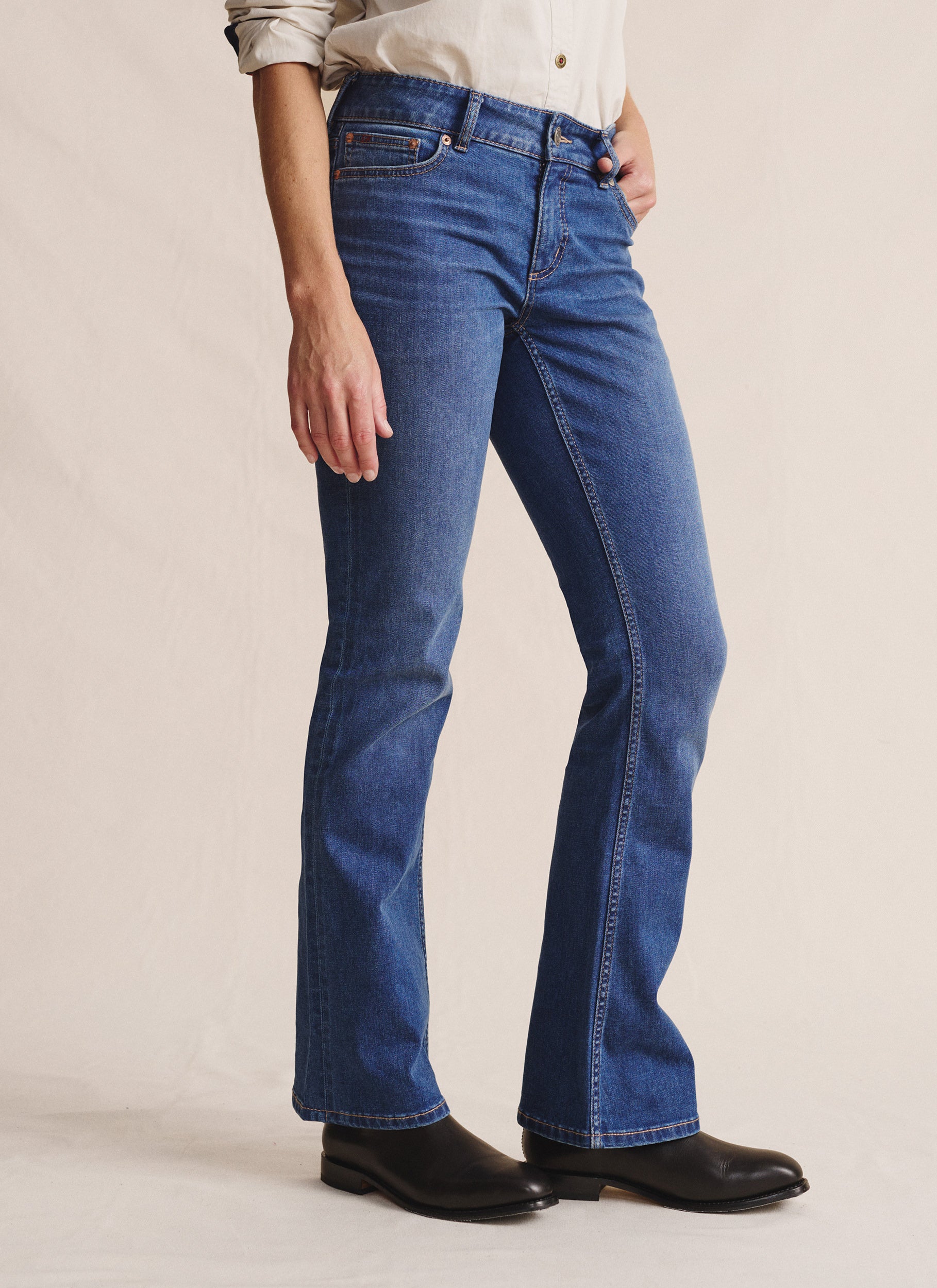 Bimbi Bootleg Long Jean - Mid Wash
