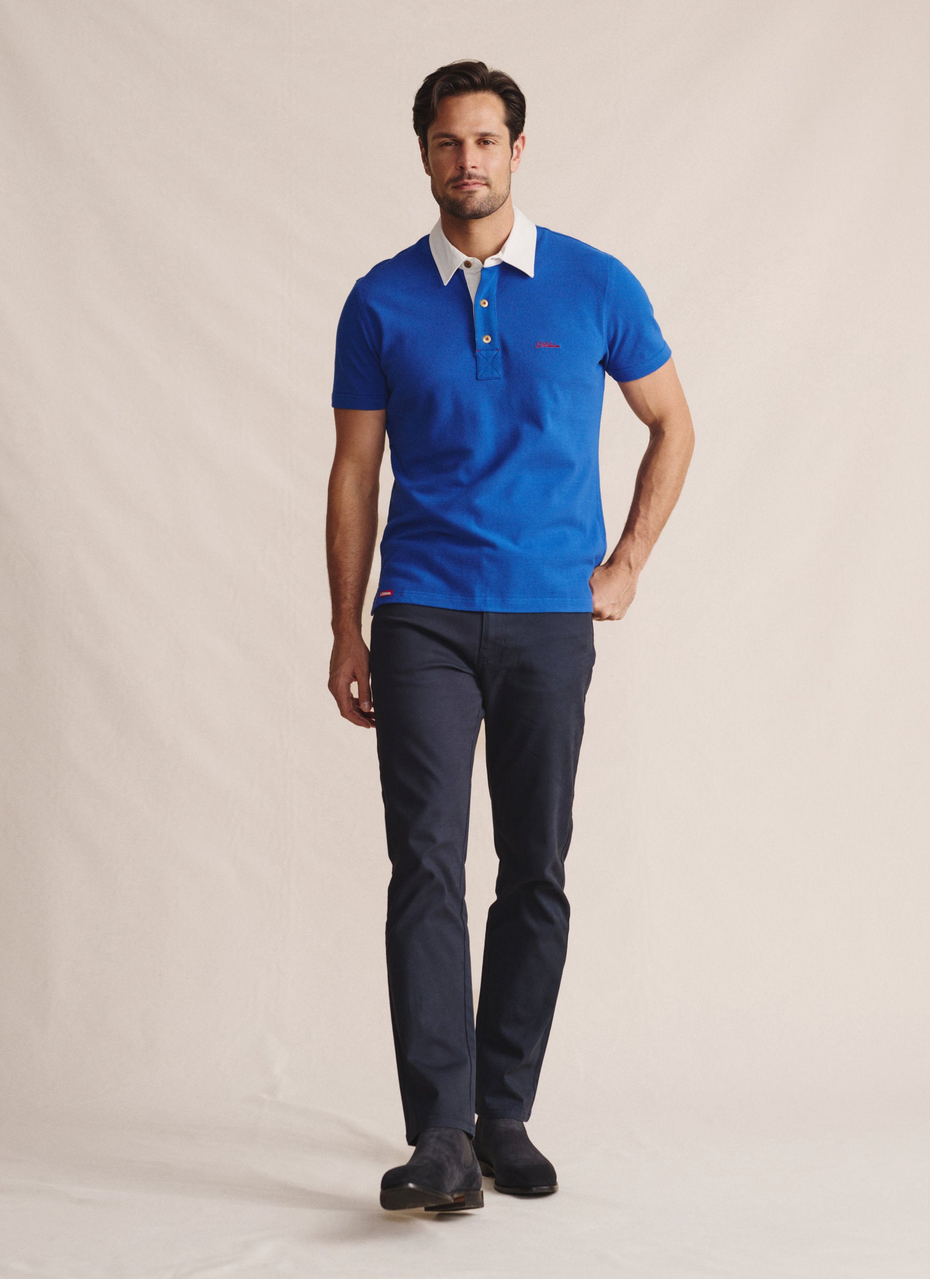 Fitzroy Short Sleeve Polo - Mid Blue
