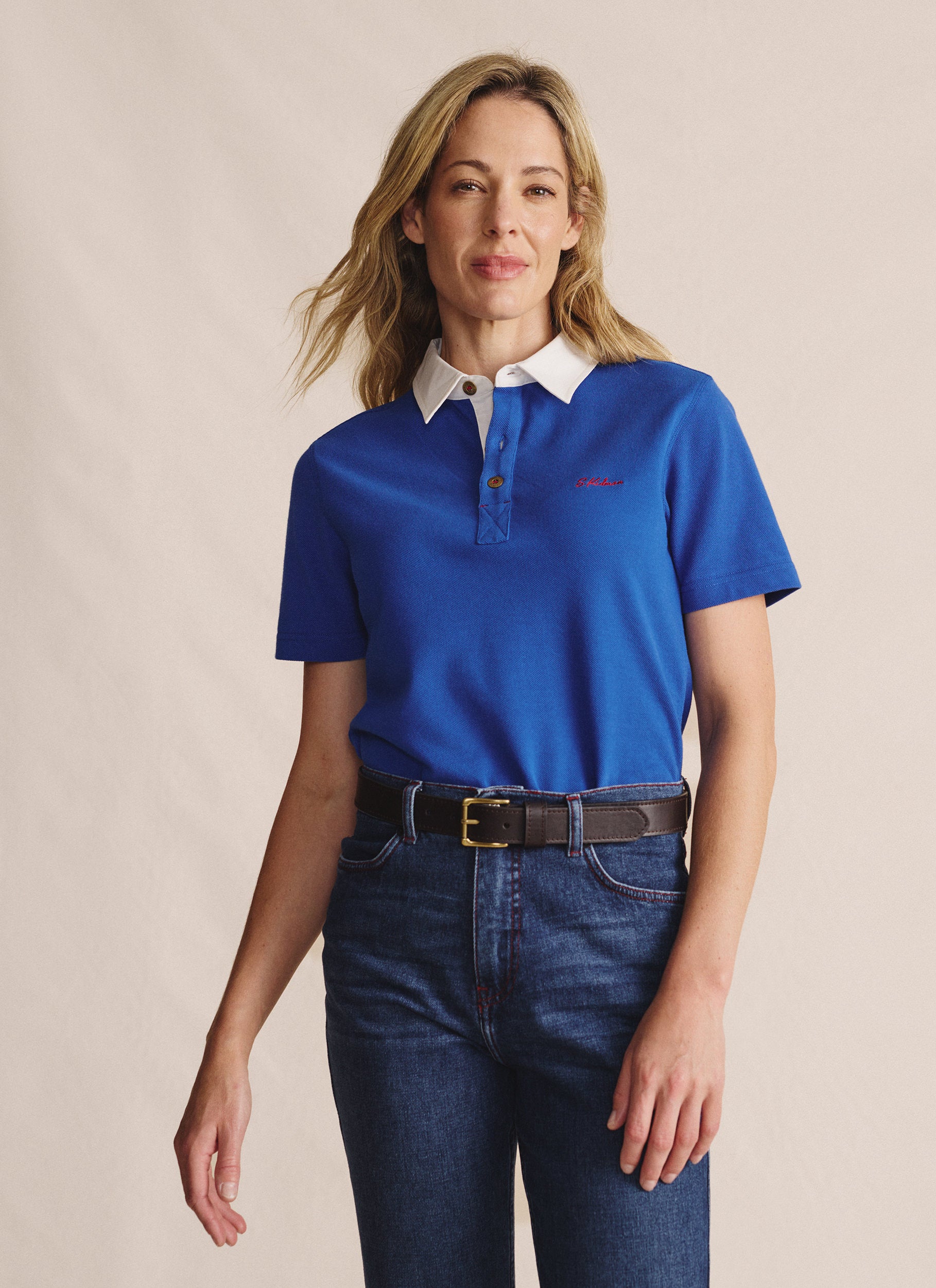 Tuli Short Sleeve Polo - Mid Blue