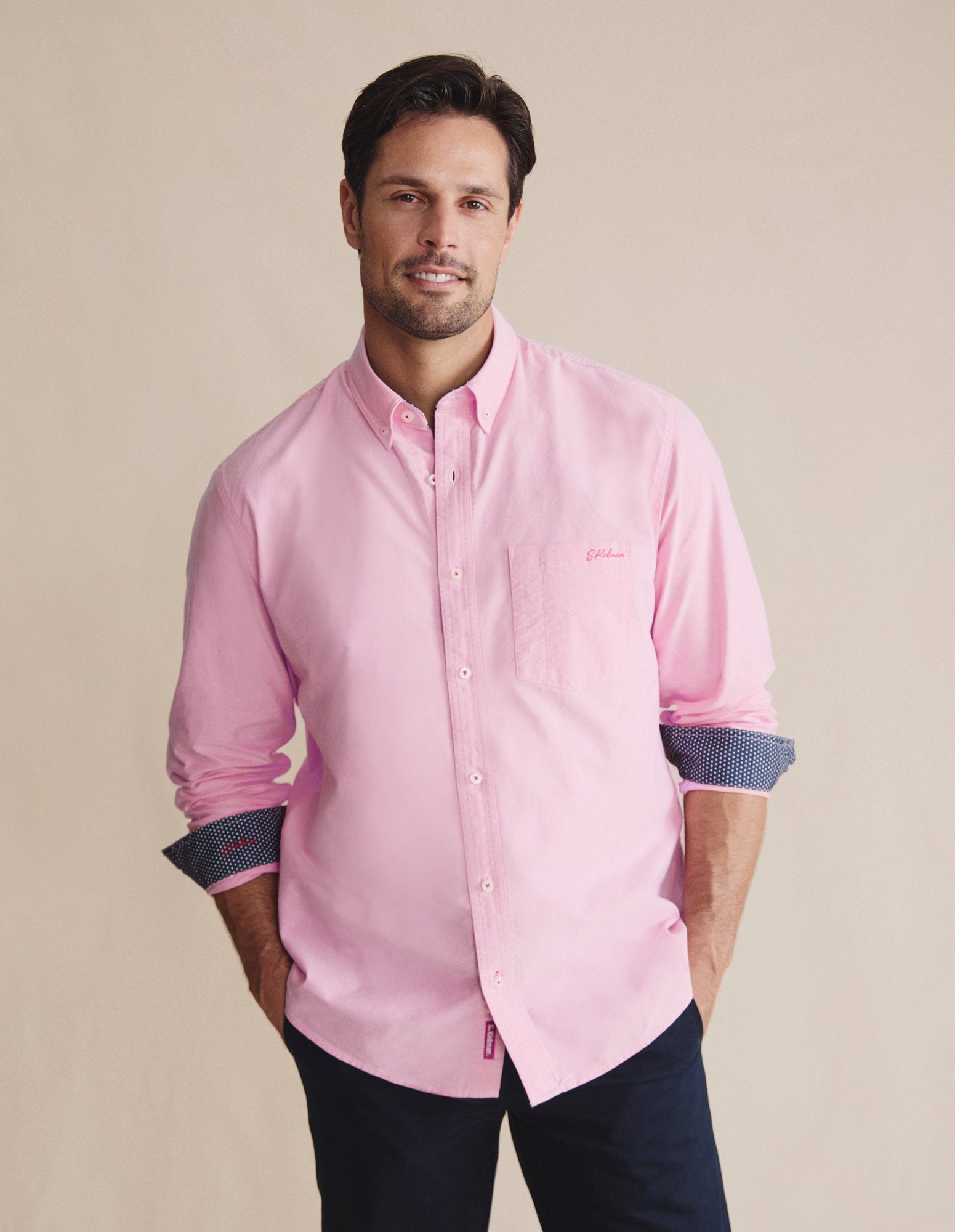 Aberdeen Long Sleeve Shirt - Pale Pink Oxford