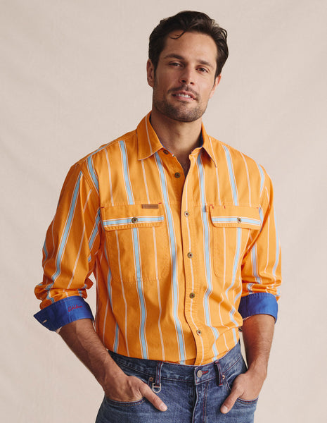 Armstrong Full Placket Work Shirt - Orange – Kidman Clothing