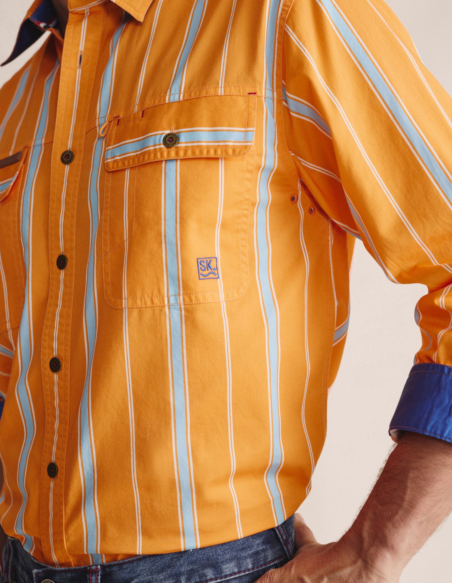 Armstrong Full Placket Work Shirt - Orange – Kidman Clothing