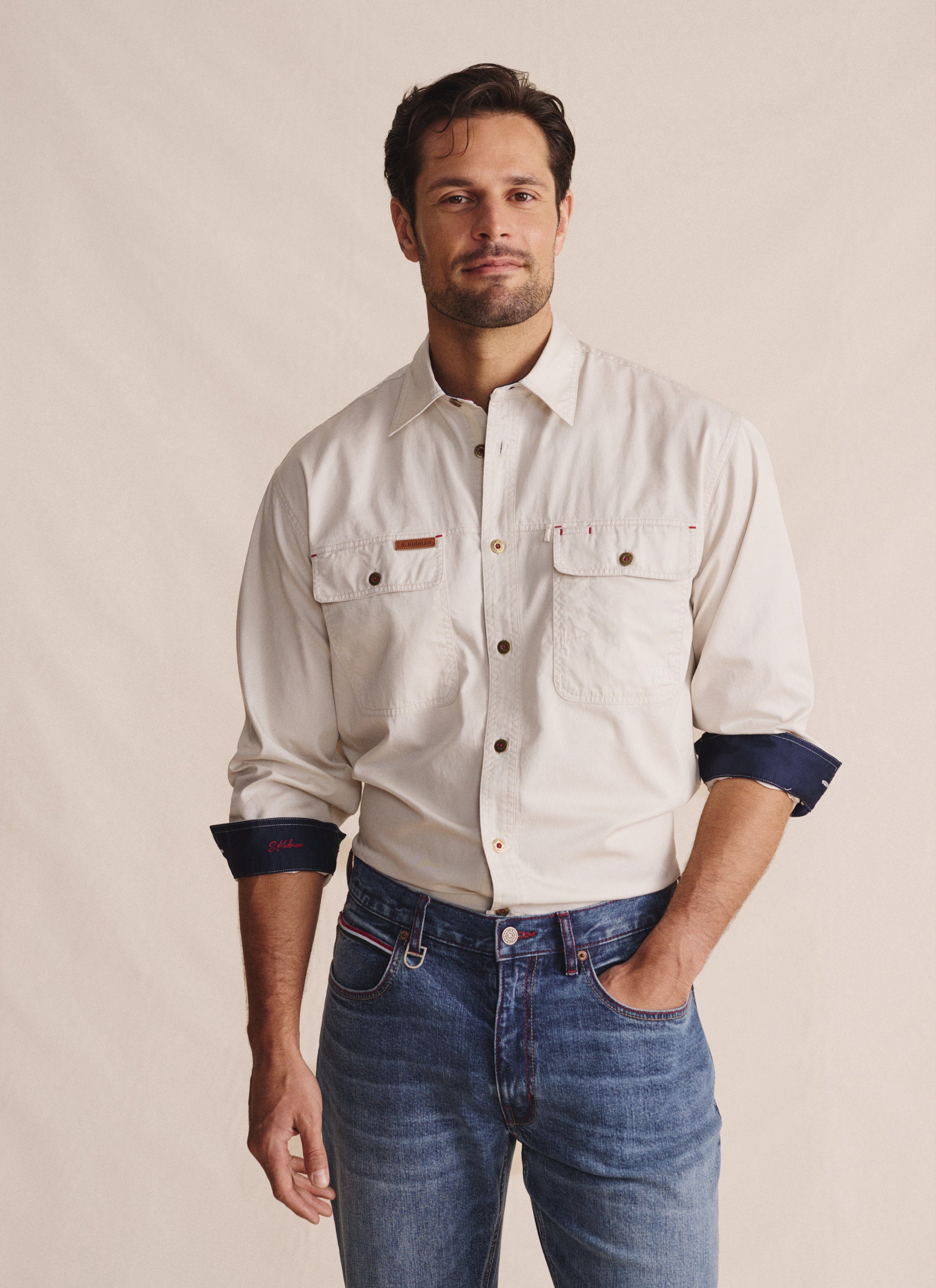 Armstrong Full Placket Work Shirt - Stone