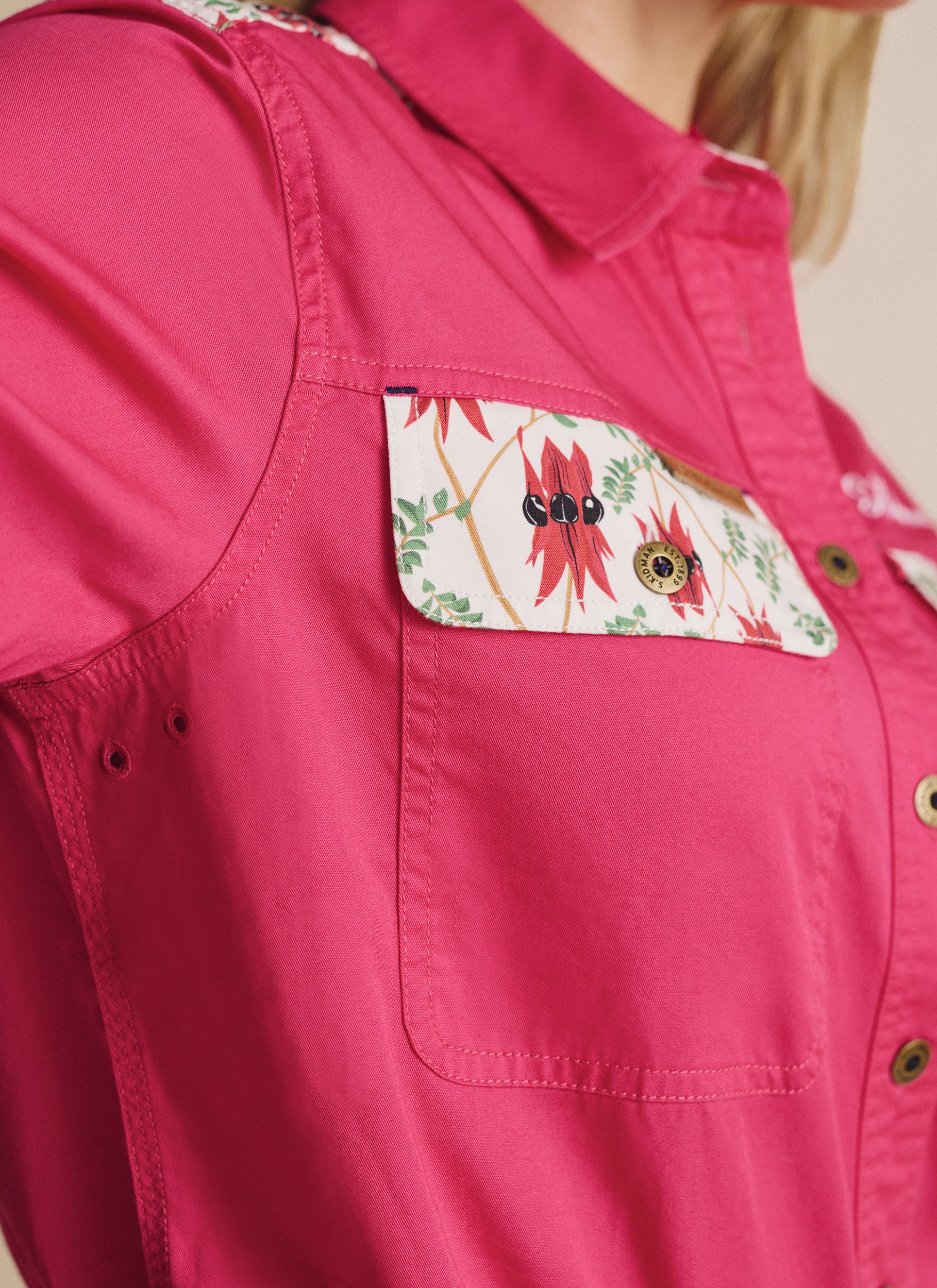 Spencer Full Placket Work Shirt - Bright Pink