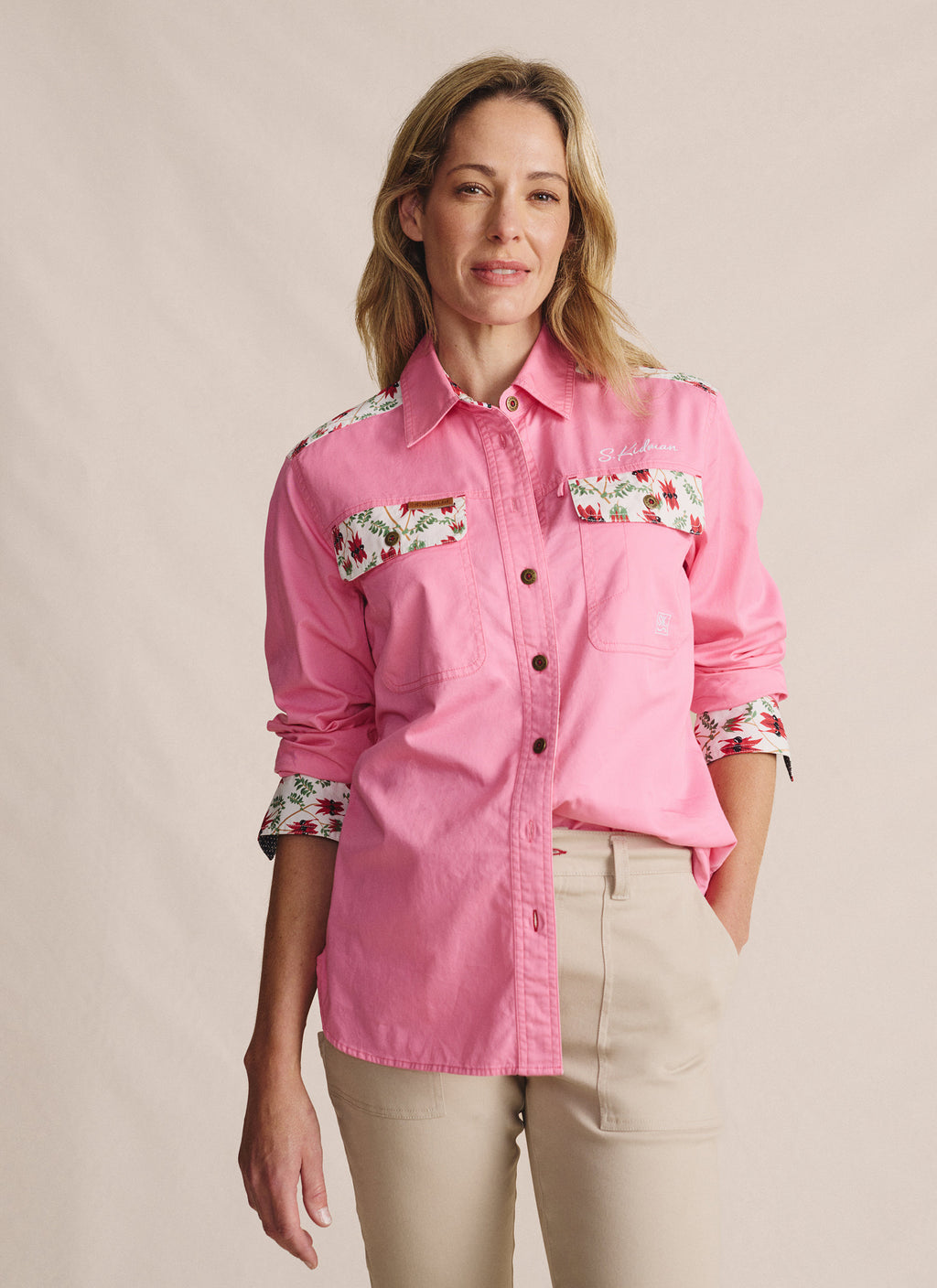 Spencer Full Placket Work Shirt - Pink