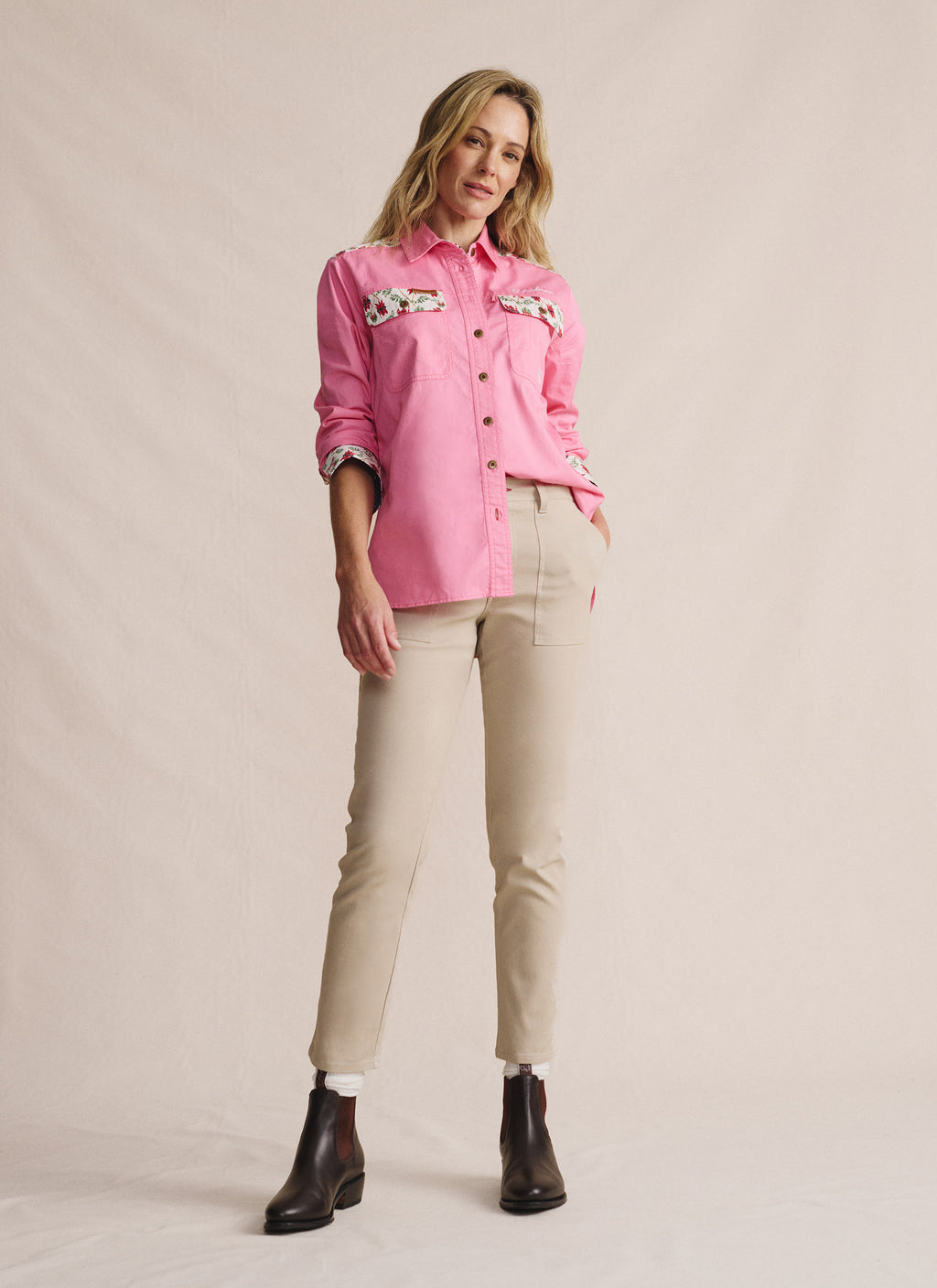 Spencer Full Placket Work Shirt - Pink