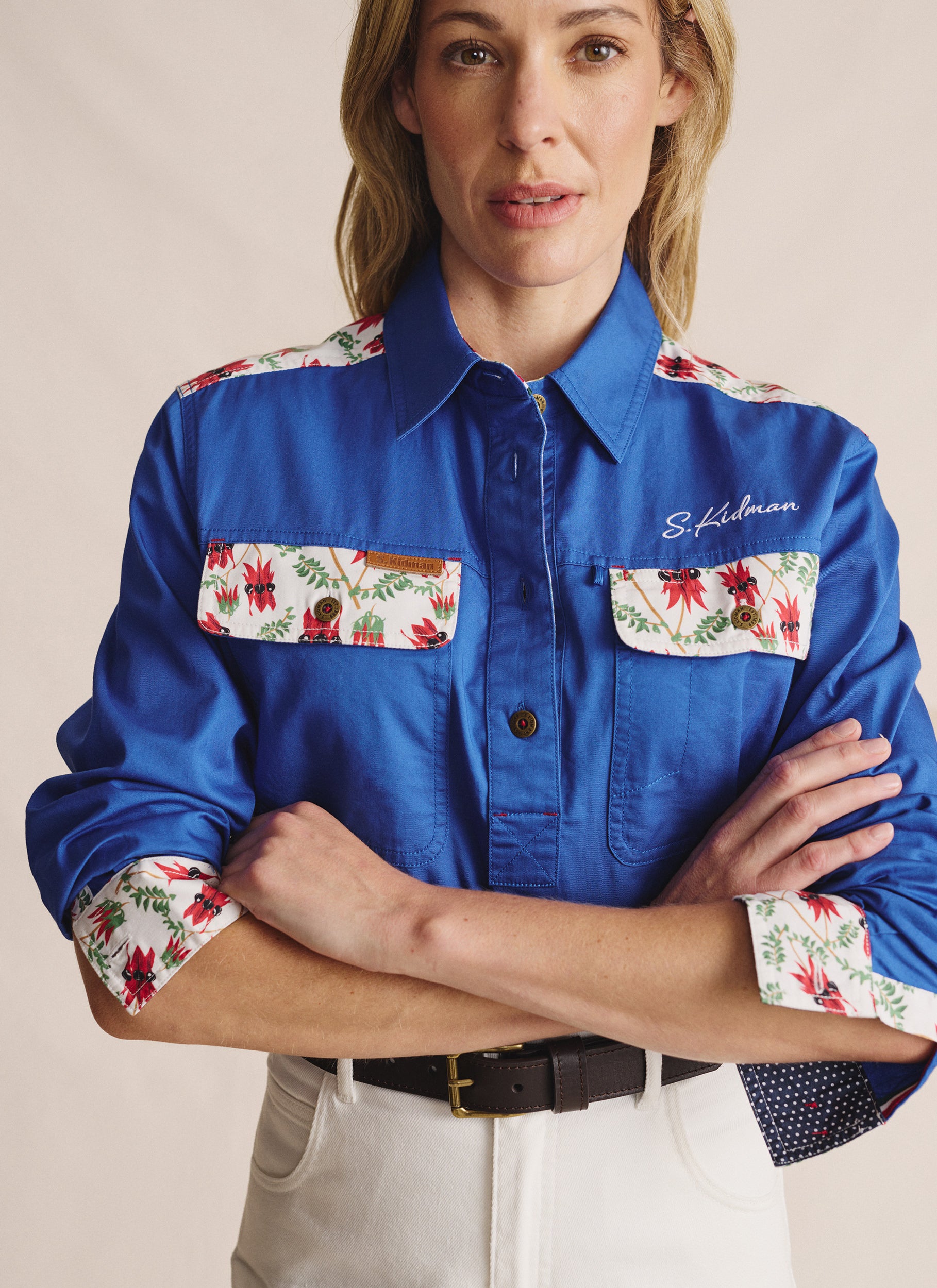 Camfield Half Placket Work Shirt - Mid Blue