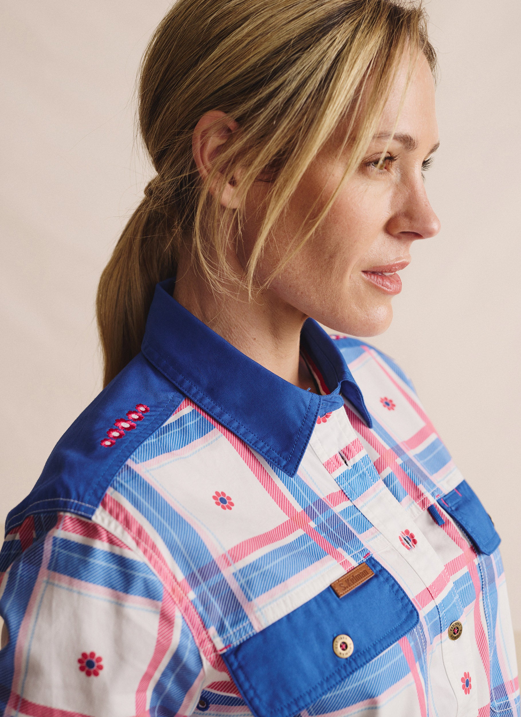 Spencer Full Placket Work Shirt - Mid Blue