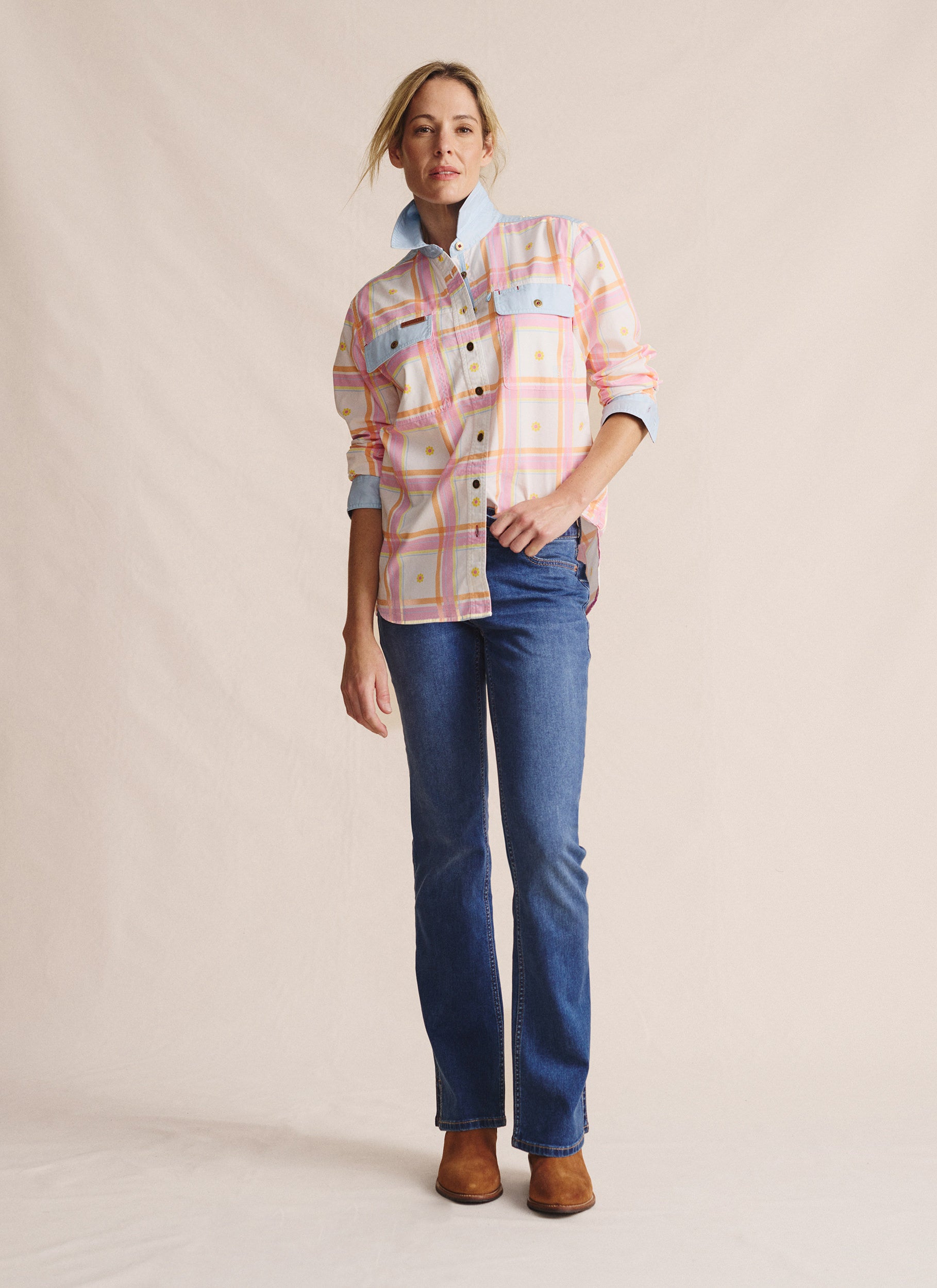 Spencer Full Placket Work Shirt - Pale Pink