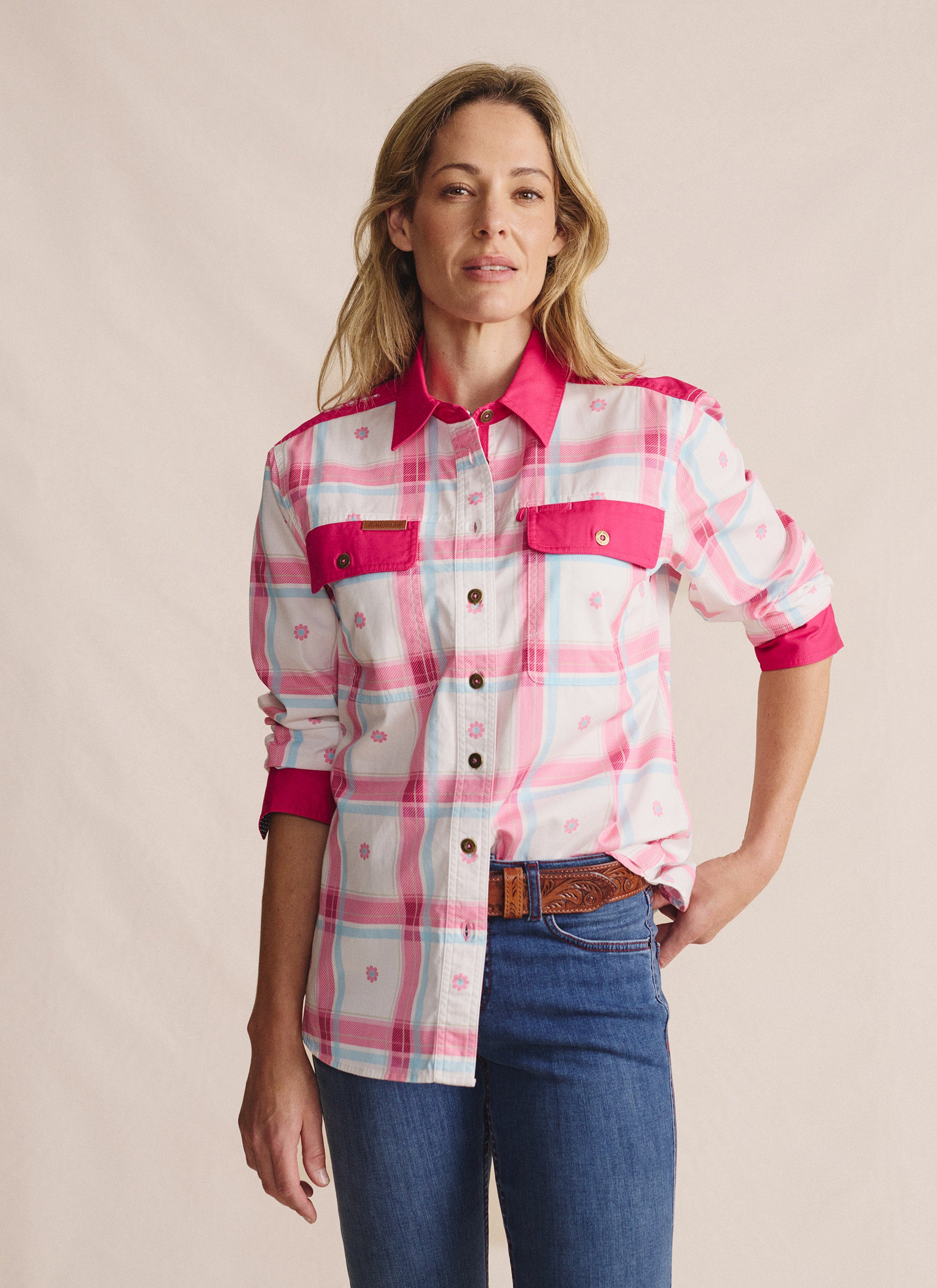 Spencer Full Placket Work Shirt - Pink