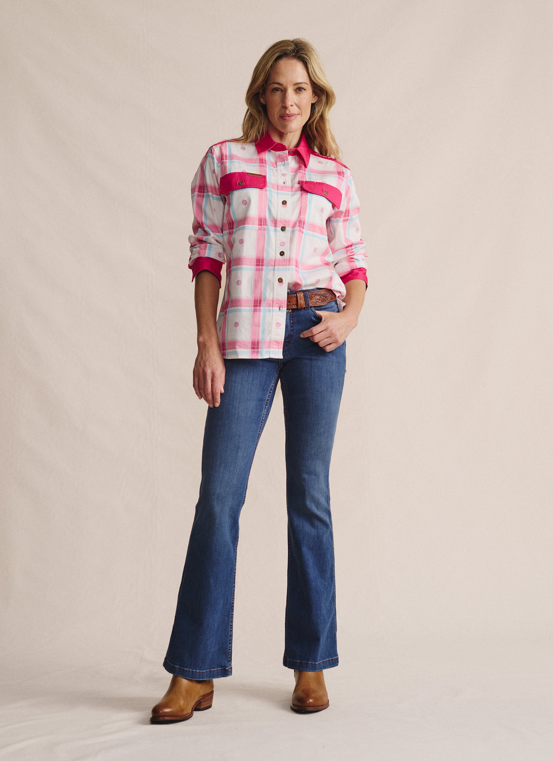 Spencer Full Placket Work Shirt - Pink