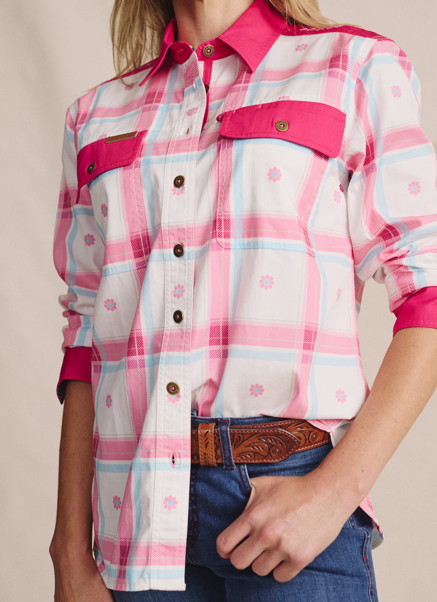 Spencer Full Placket Work Shirt - Pink
