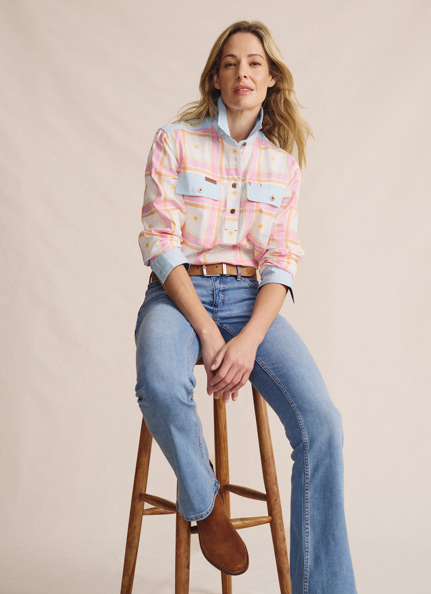 Camfield Half Placket Work Shirt - Pale Pink