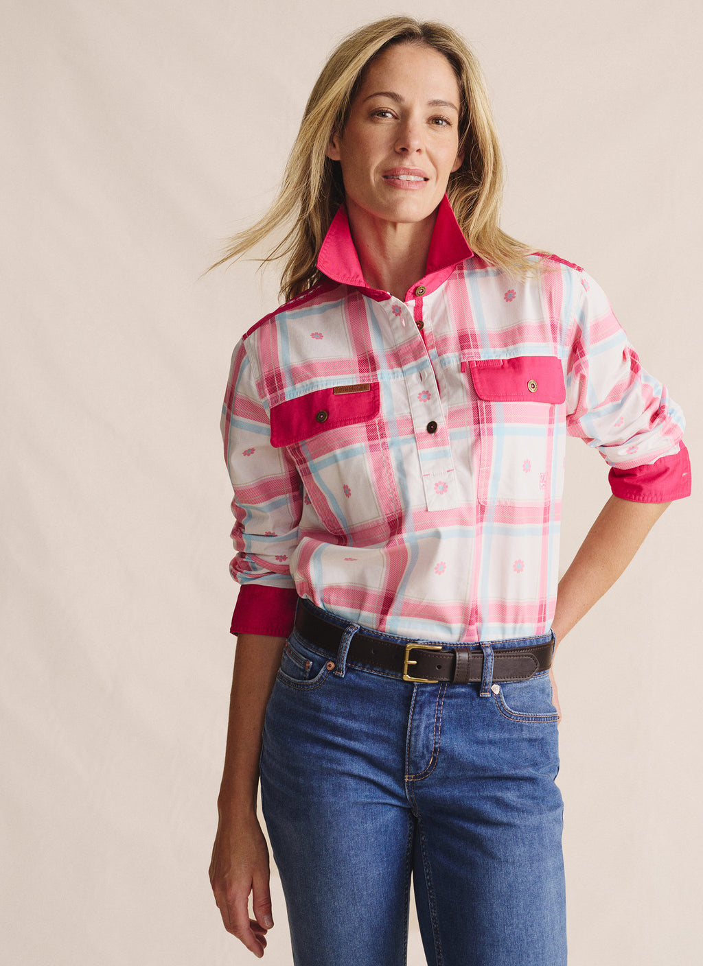 Camfield Half Placket Work Shirt Pink Kidman Clothing camfield-half-placket-work-shirt-pink-kidman-clothing