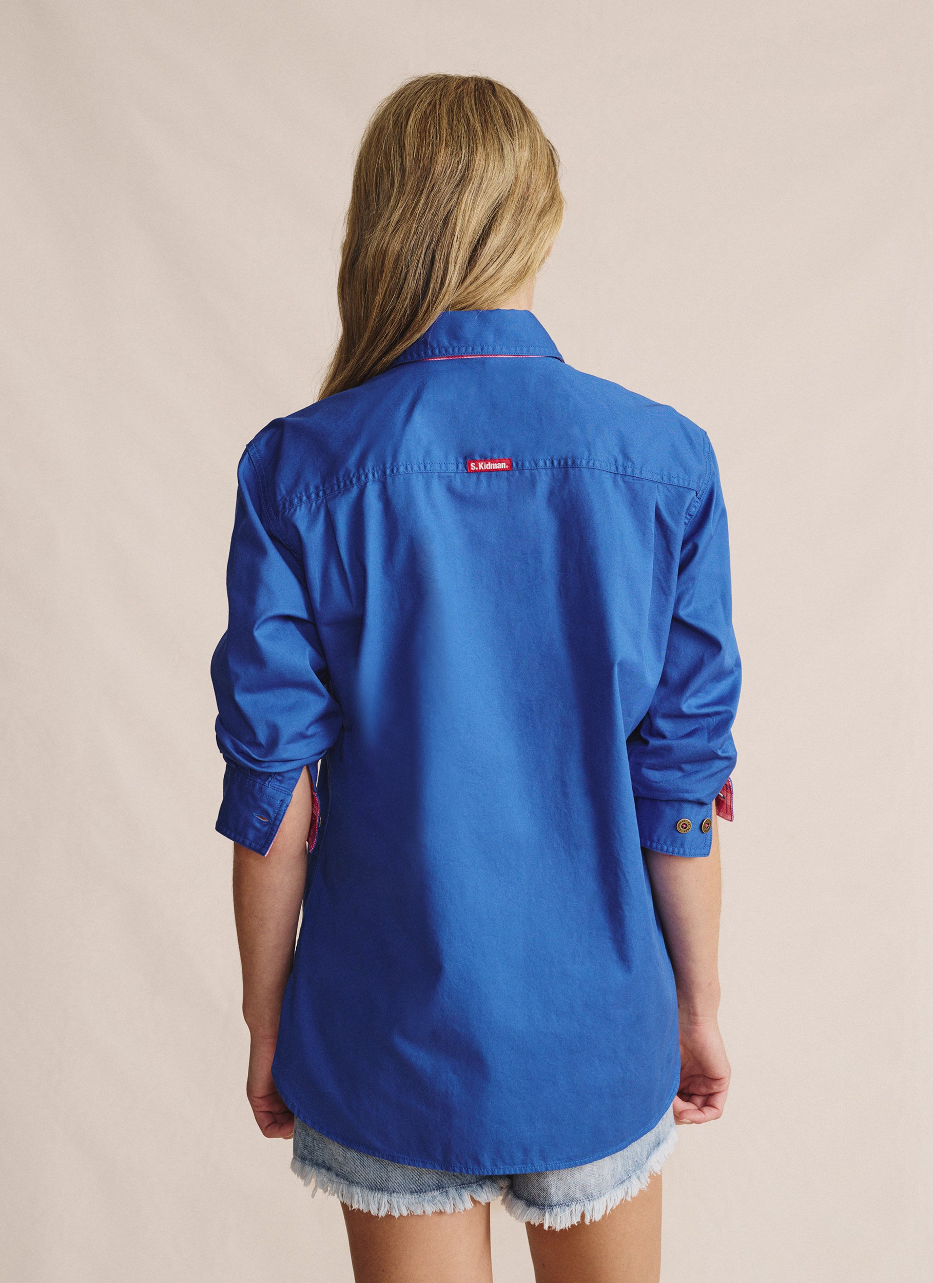Camfield Half Placket Work Shirt - Mid Blue