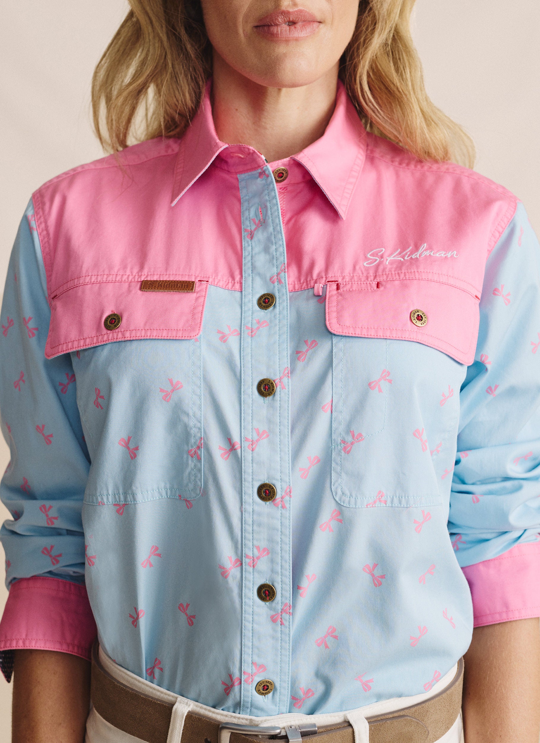 Spencer Full Placket Work Shirt - Pale Pink