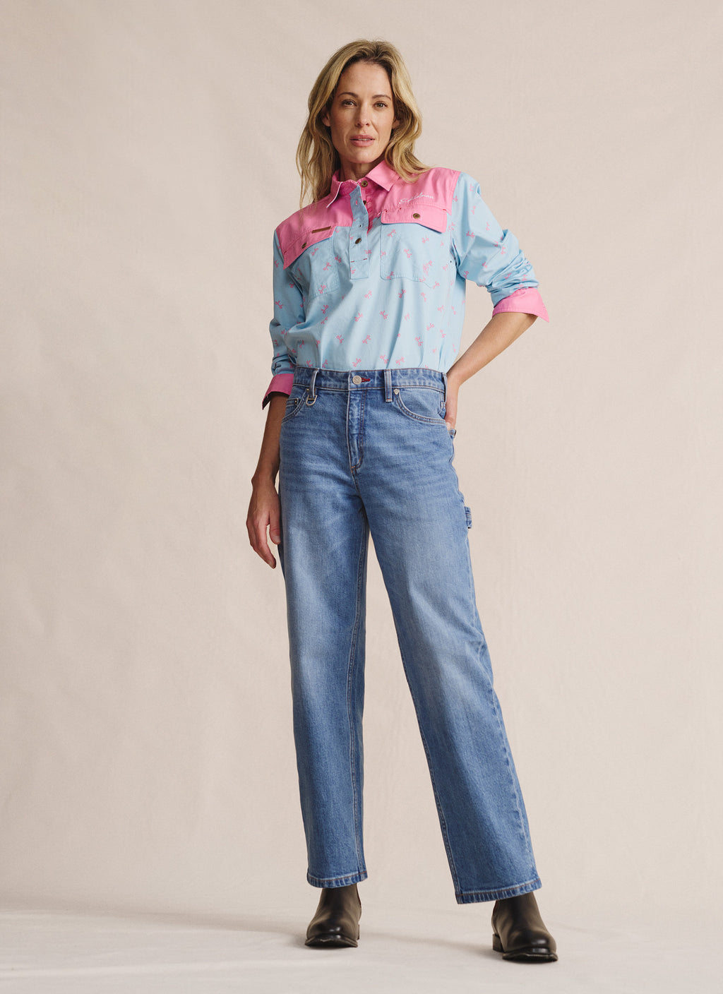 Camfield Half Placket Work Shirt - Sky Blue