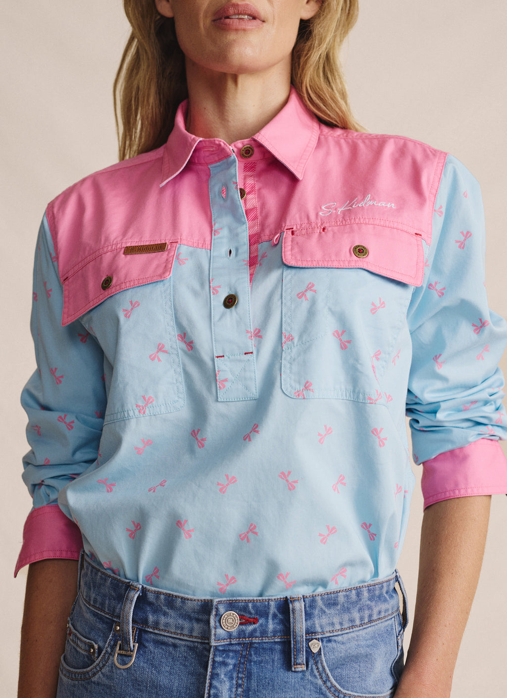 Camfield Half Placket Work Shirt - Sky Blue