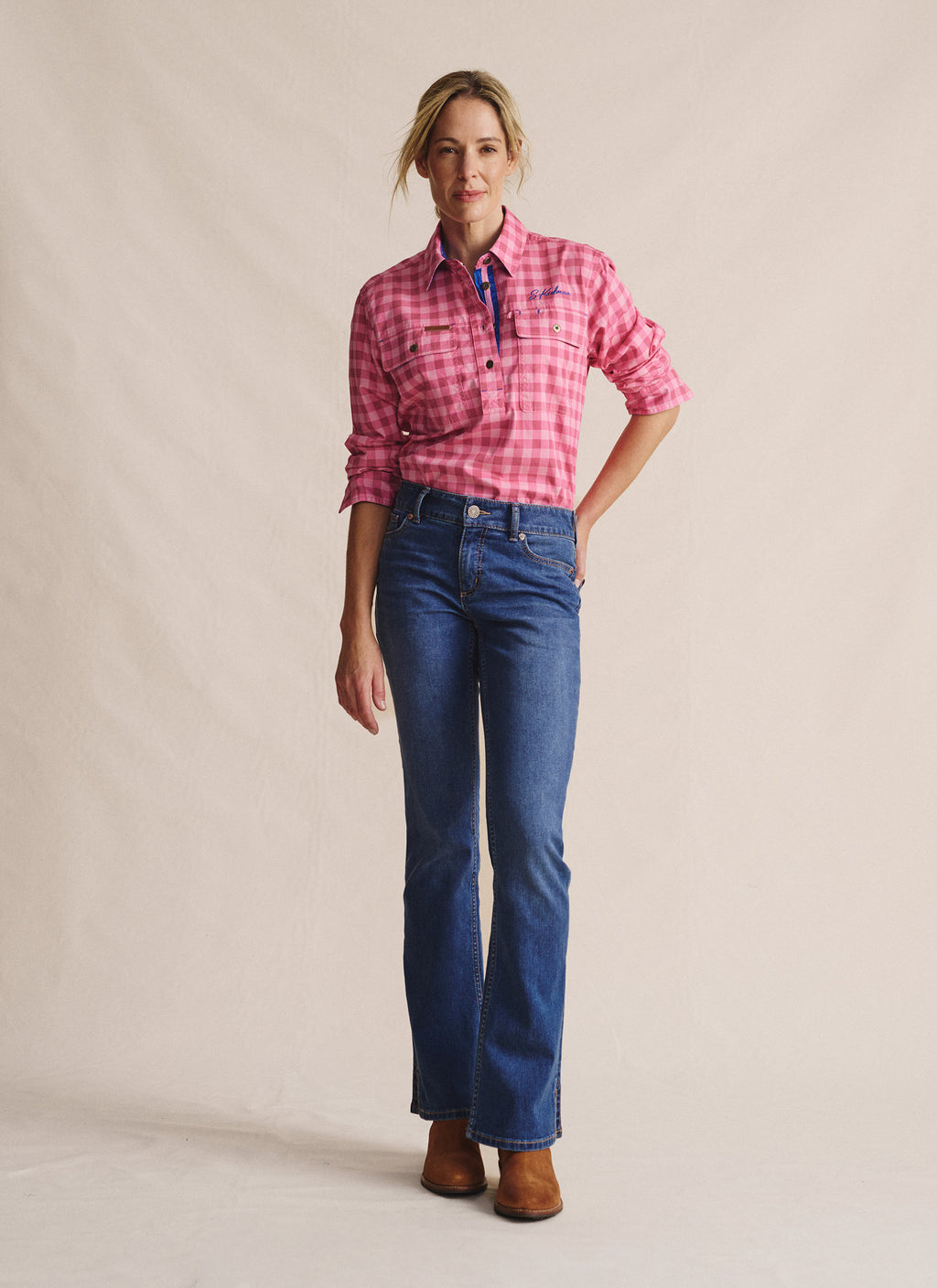 Camfield Half Placket Work Shirt - Pink