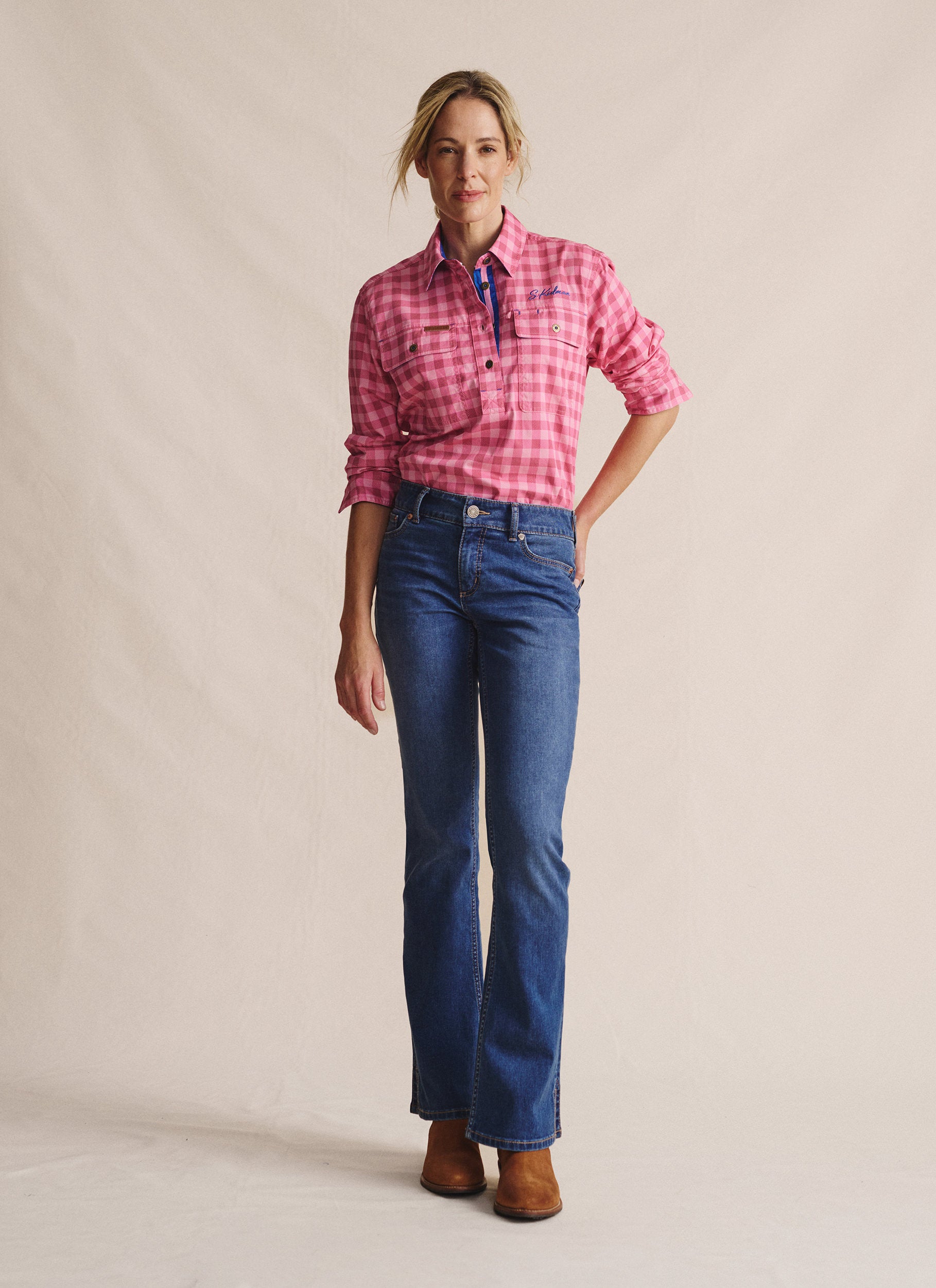 Camfield Half Placket Work Shirt - Pink