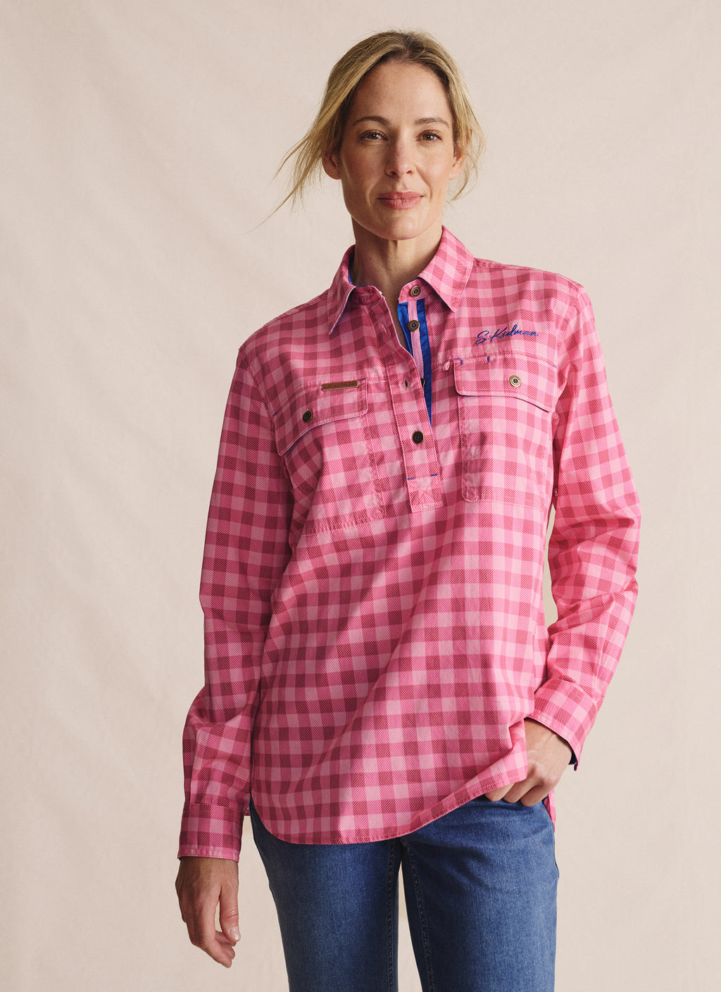Camfield Half Placket Work Shirt - Pink
