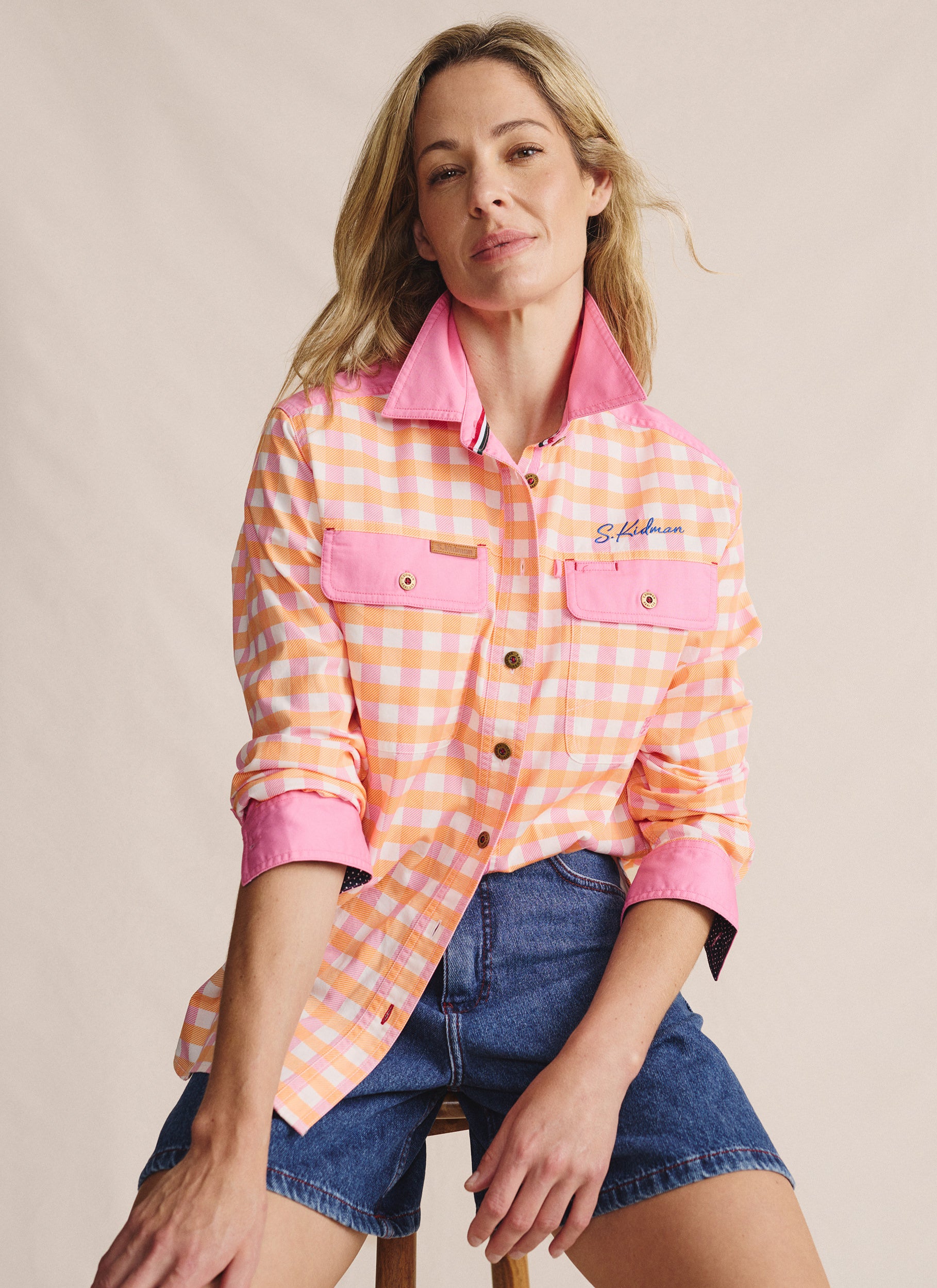 Spencer Full Placket Work Shirt - Pale Pink