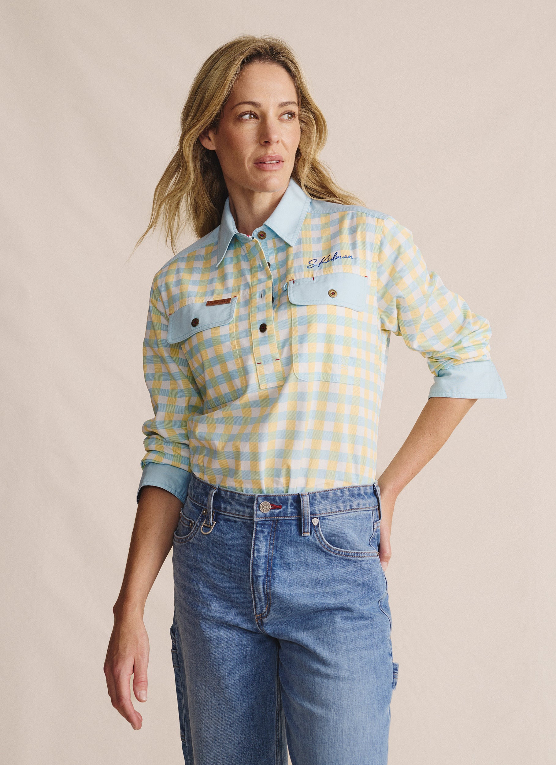 Camfield Half Placket Work Shirt - Sky Blue