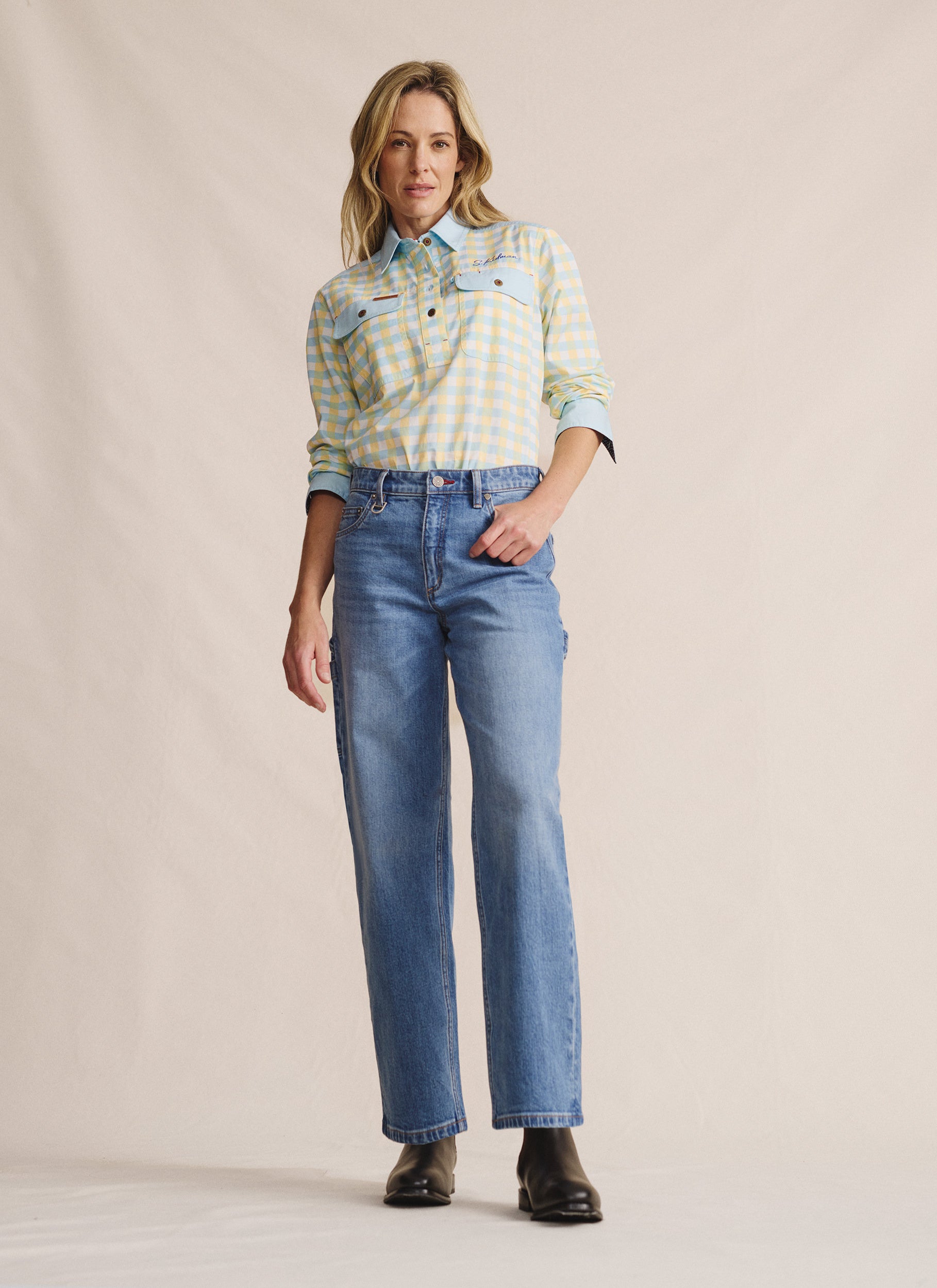 Camfield Half Placket Work Shirt - Sky Blue