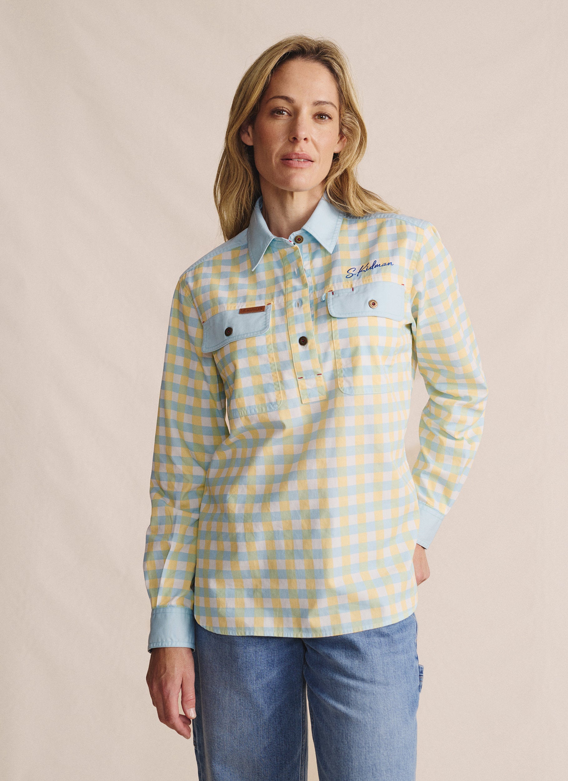 Camfield Half Placket Work Shirt - Sky Blue