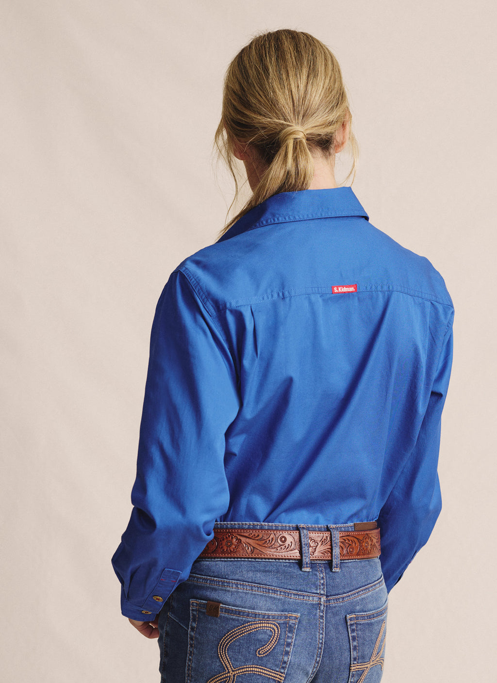 Spencer Full Placket Work Shirt - Mid Blue