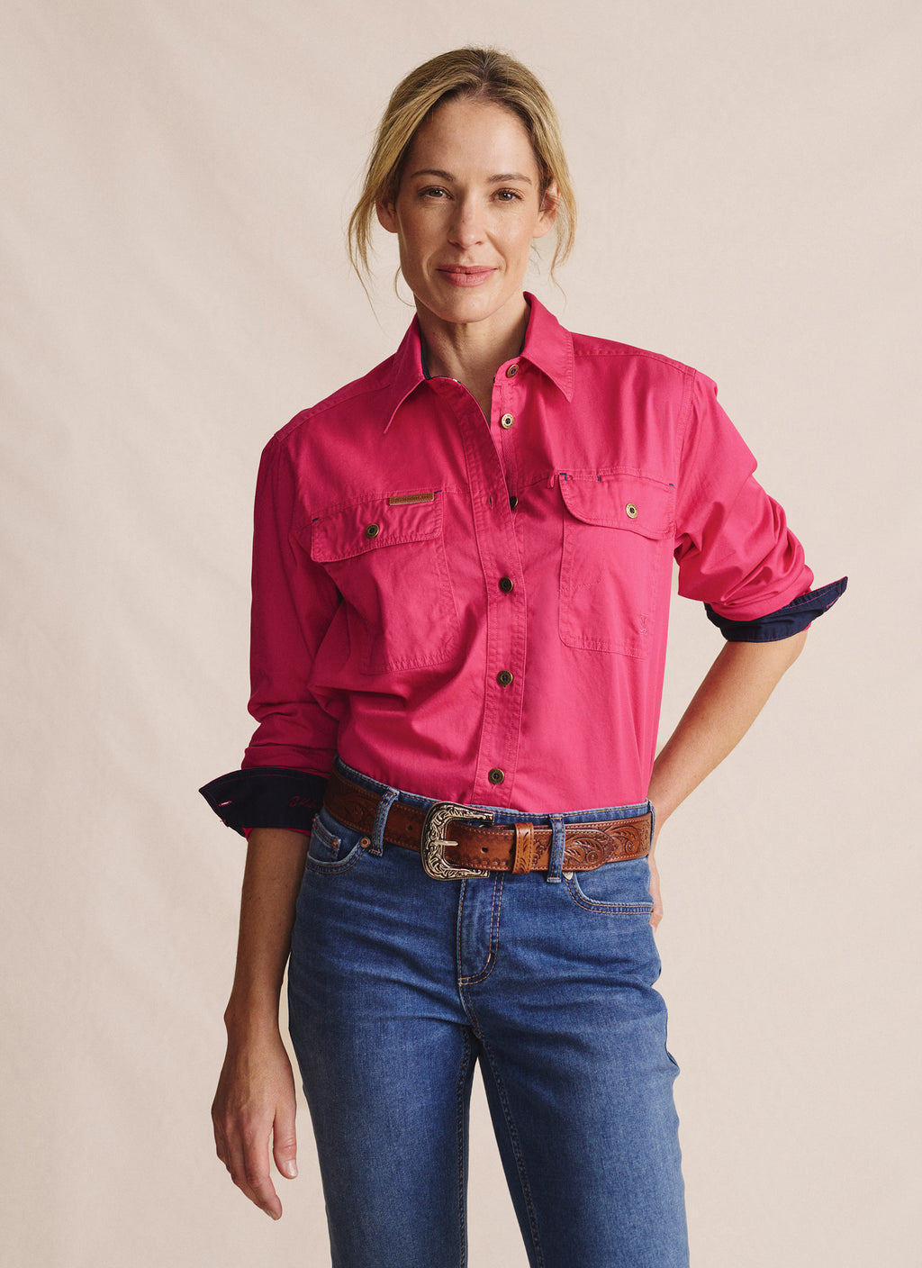 Spencer Full Placket Work Shirt - Pink