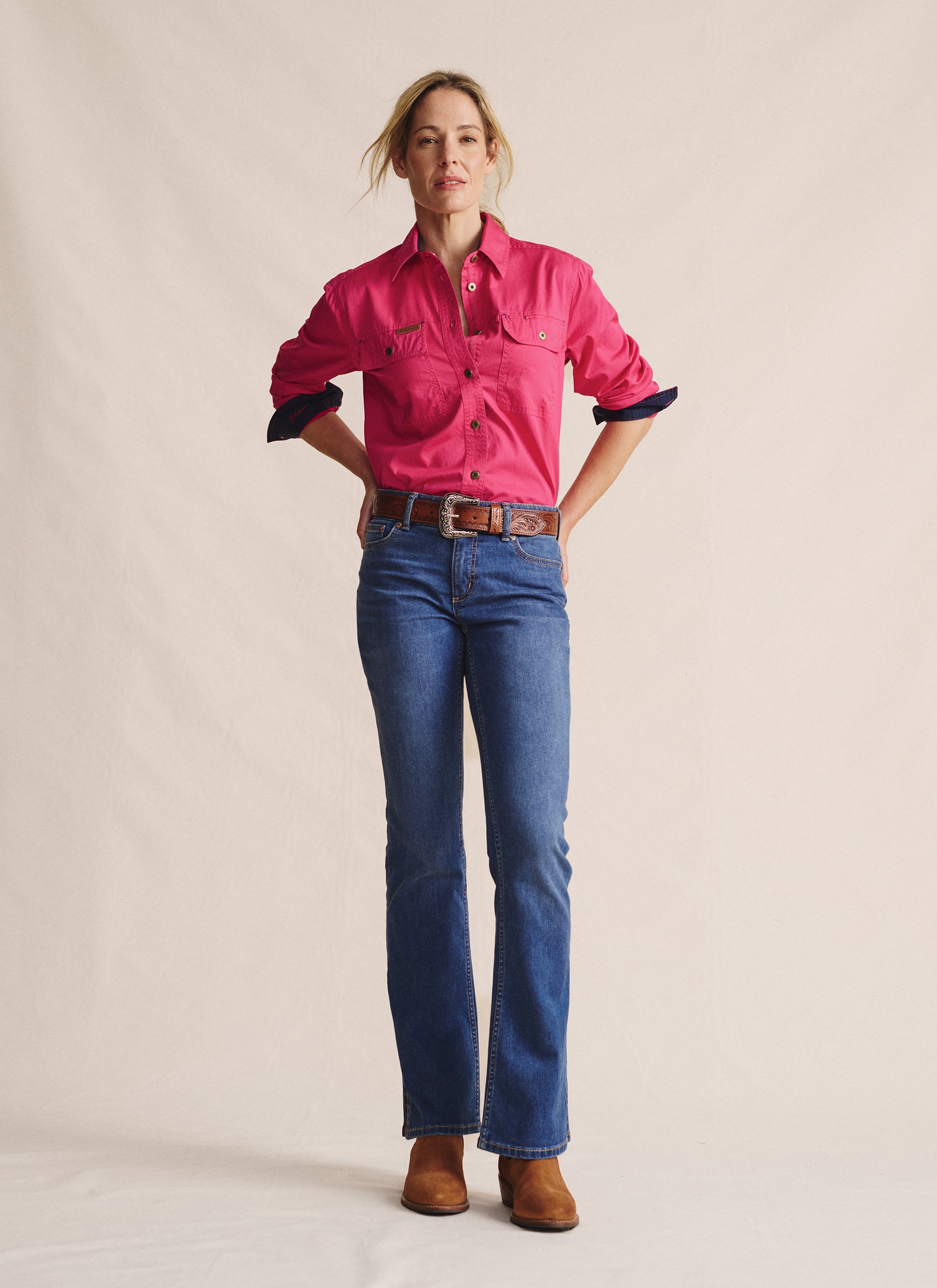 Spencer Full Placket Work Shirt - Pink