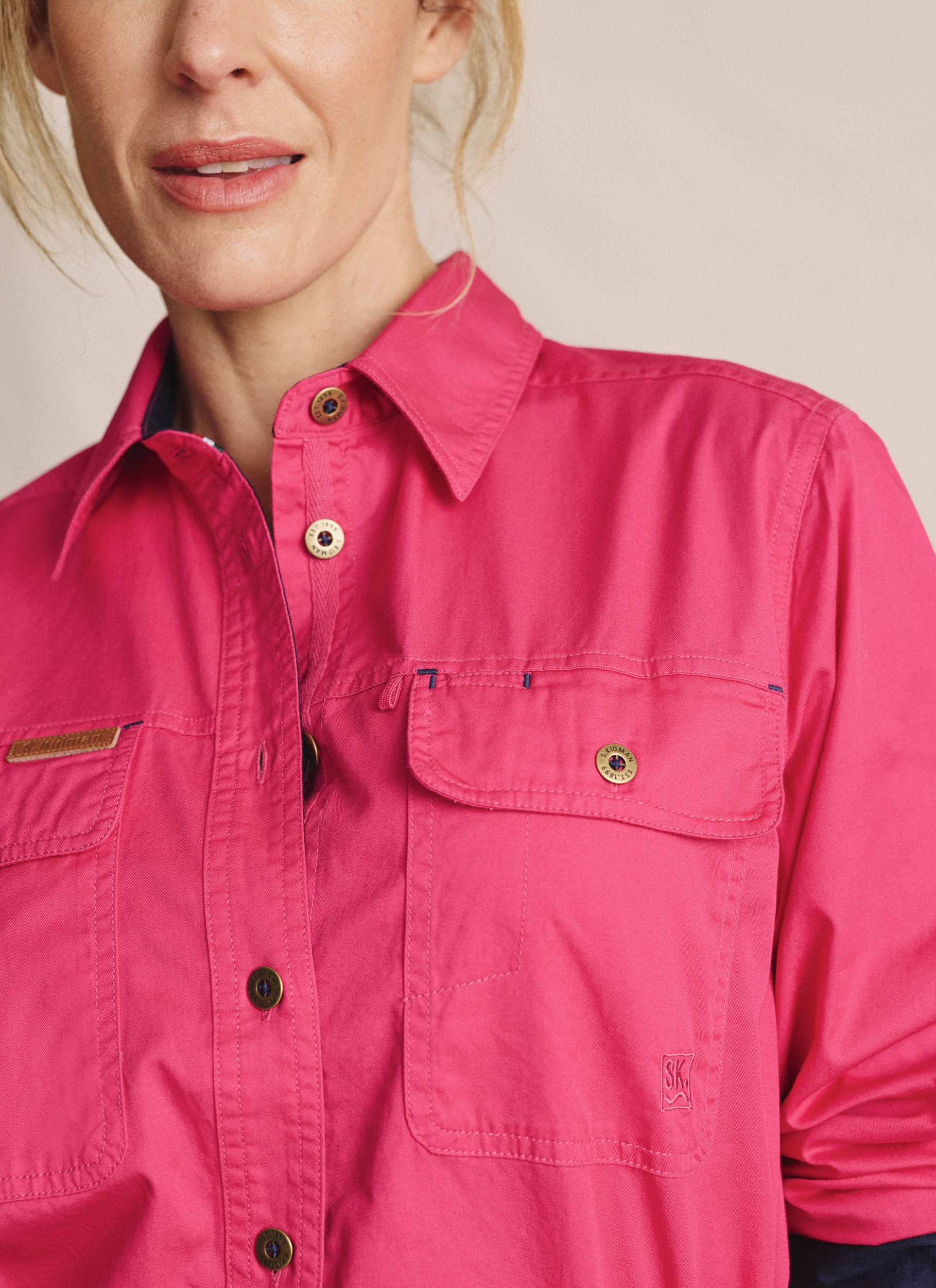 Spencer Full Placket Work Shirt - Pink