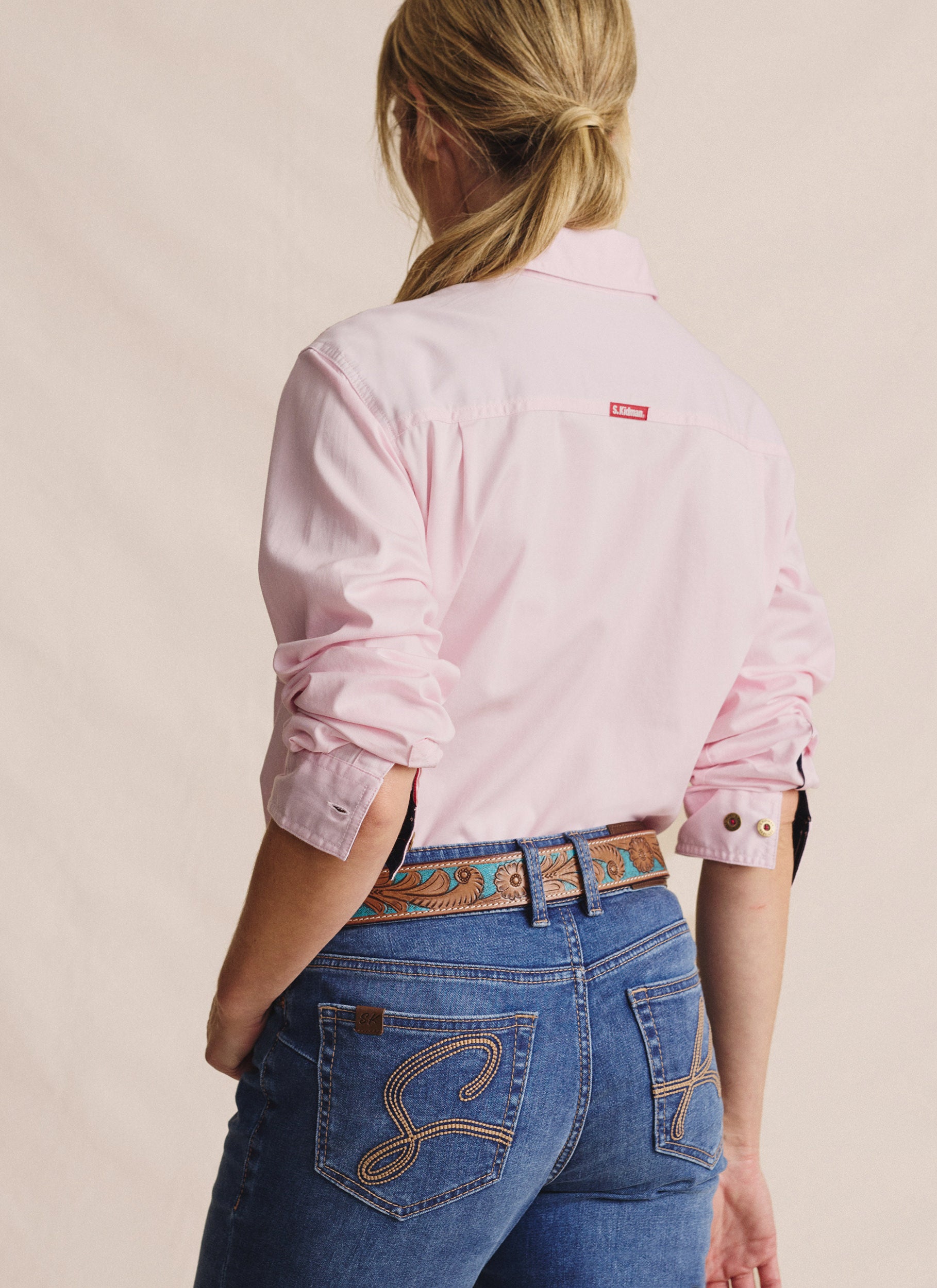 Spencer Full Placket Work Shirt - Pale Pink