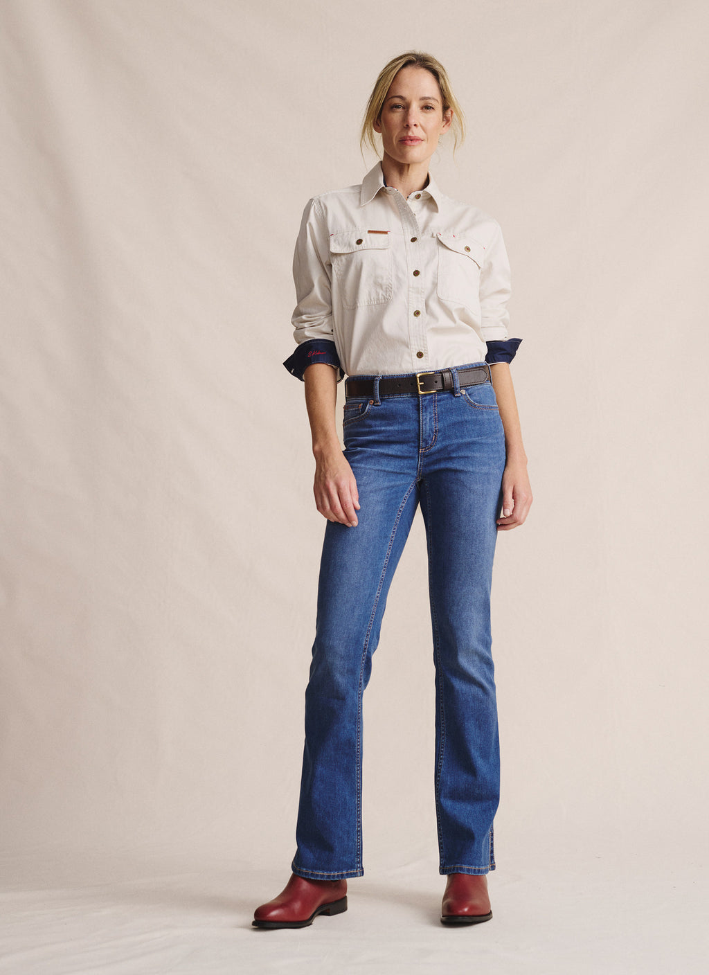 Spencer Full Placket Work Shirt - Stone