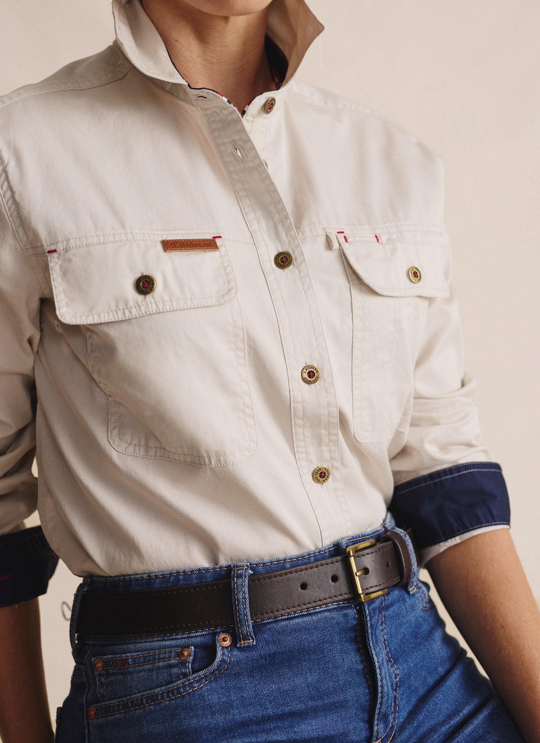 Spencer Full Placket Work Shirt - Stone