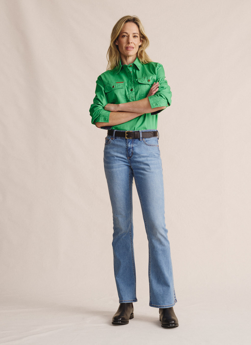 Camfield Half Placket Work Shirt - Green