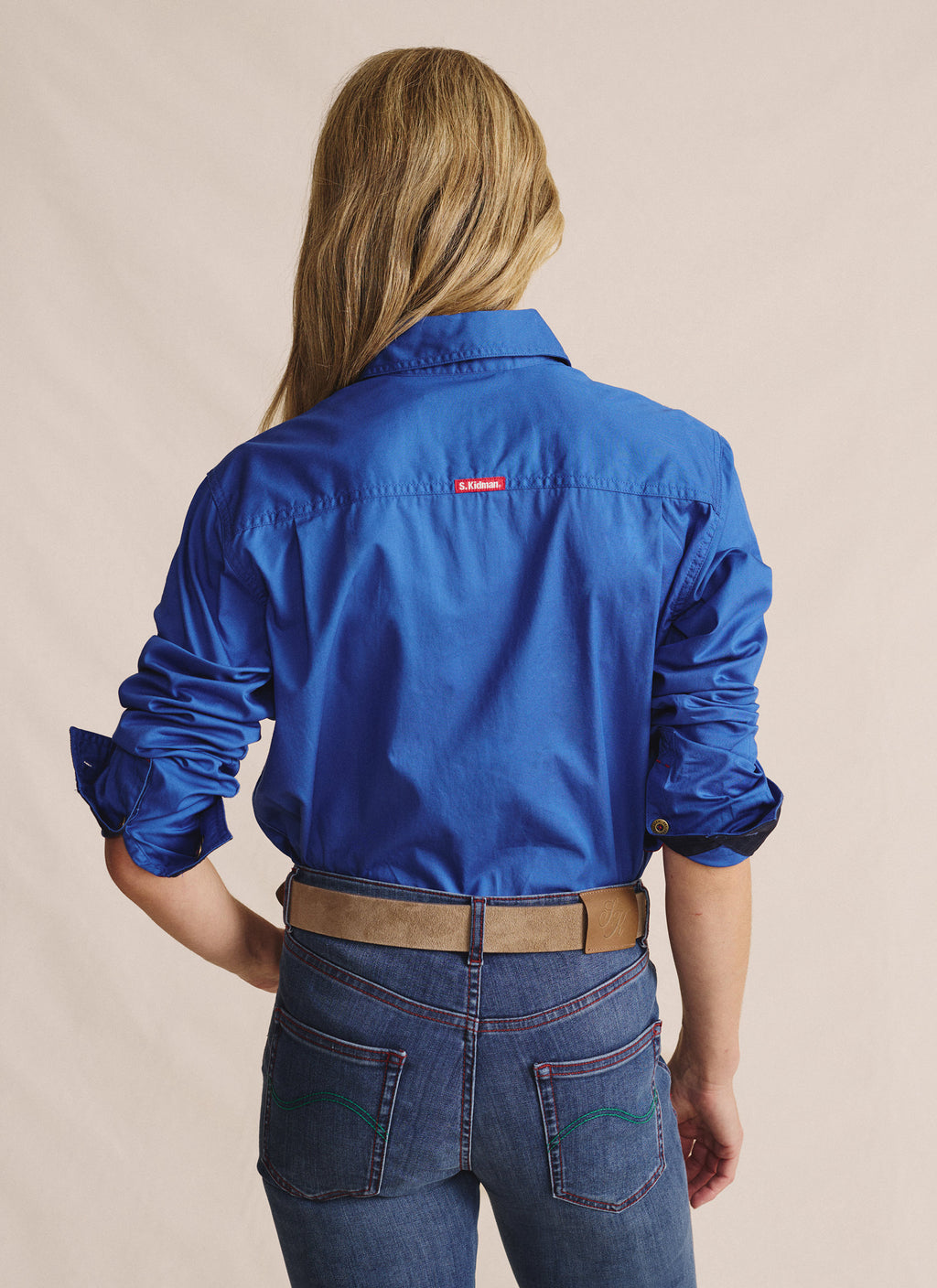 Camfield Half Placket Work Shirt - Mid Blue