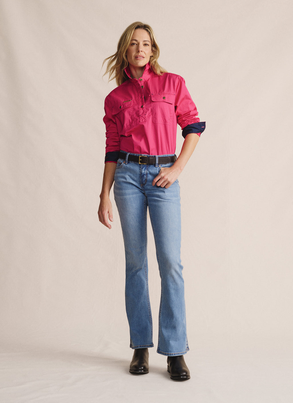Camfield Half Placket Work Shirt - Pink