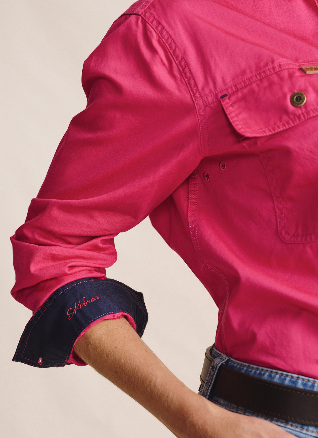 Camfield Half Placket Work Shirt - Pink