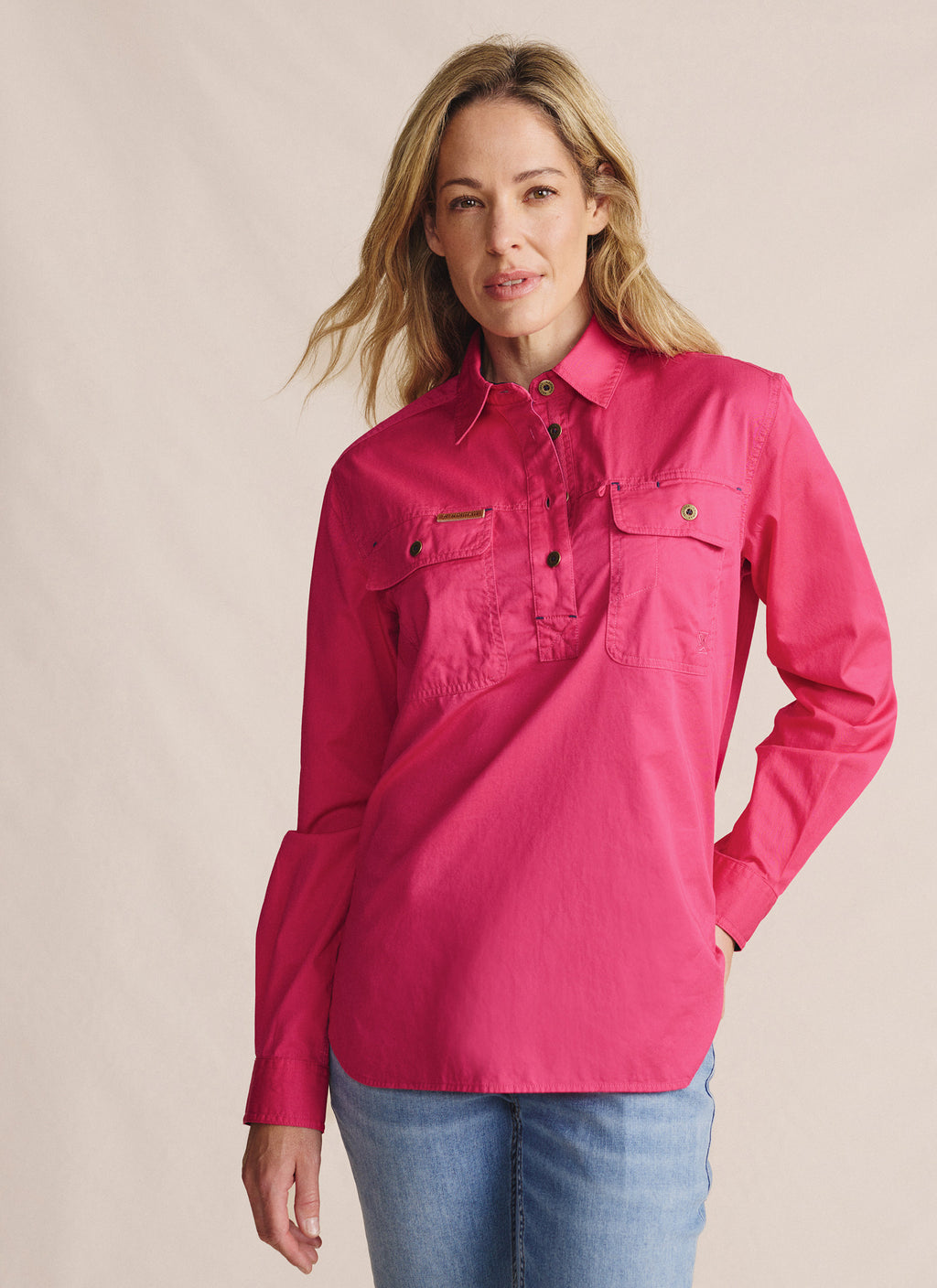 Camfield Half Placket Work Shirt - Pink