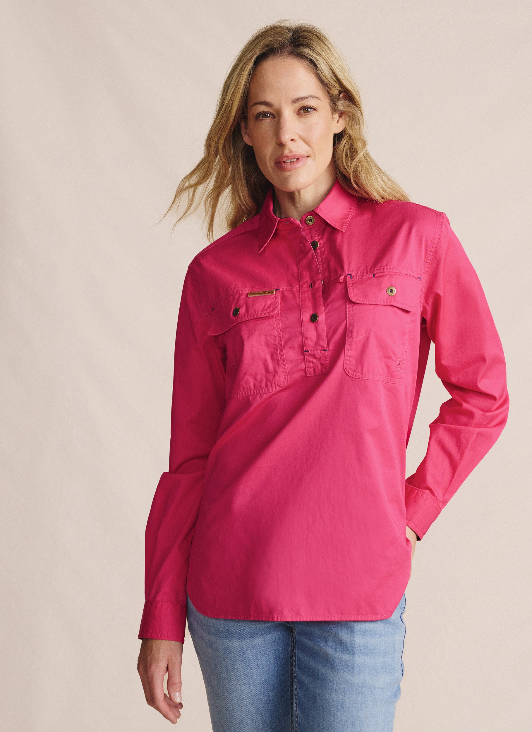 Camfield Half Placket Work Shirt - Pink