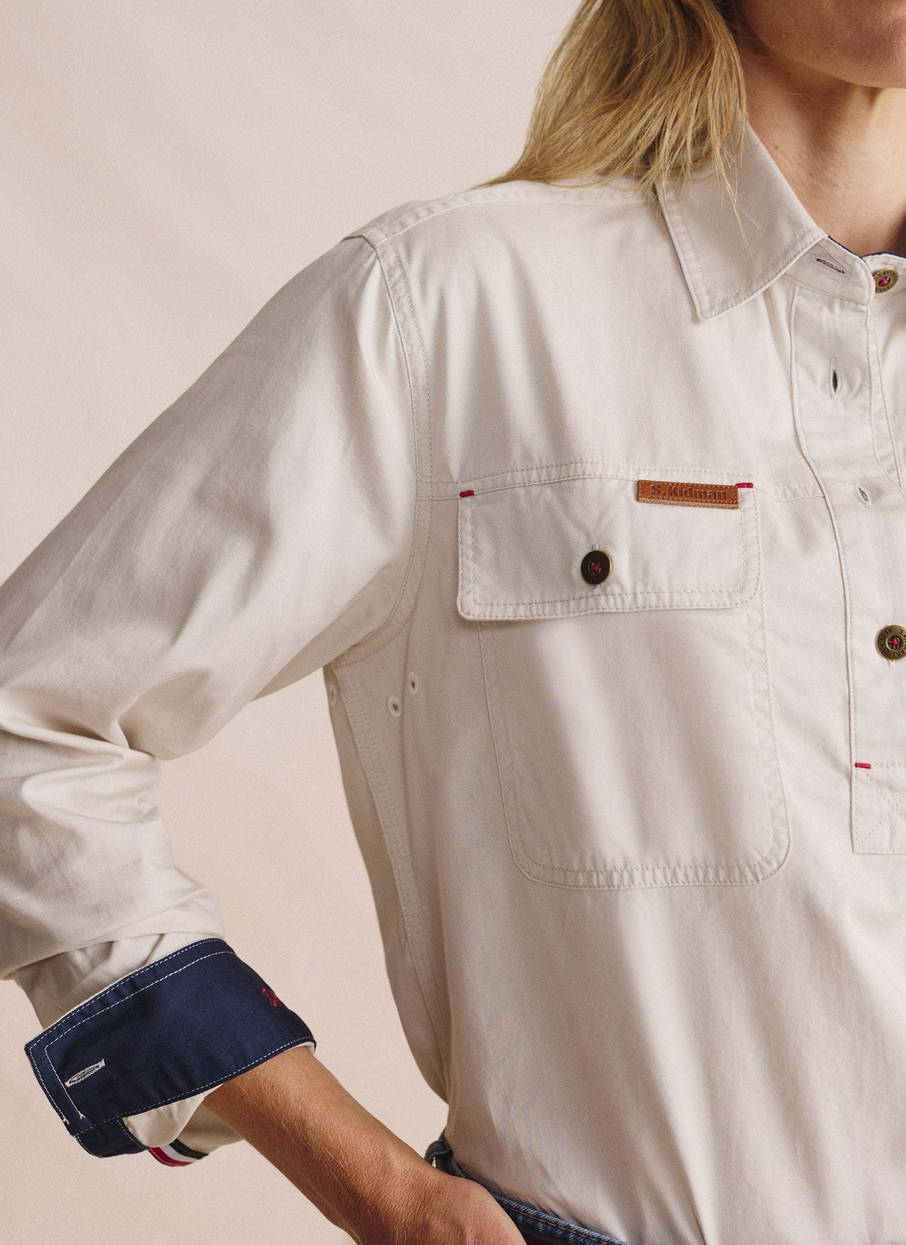 Camfield Half Placket Work Shirt - Stone