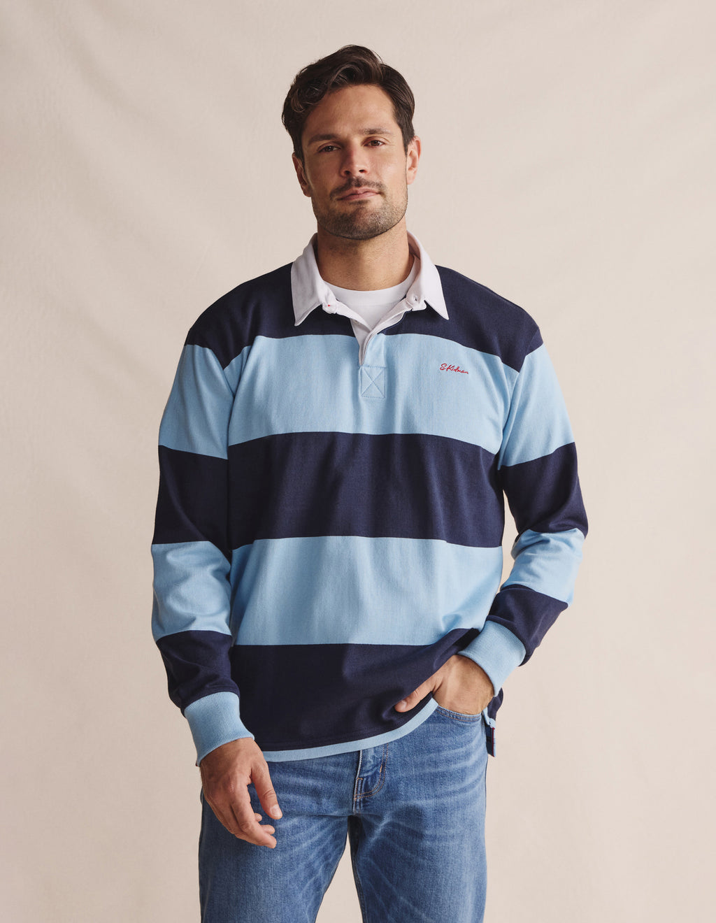 Edgeworth Stripe Rugby - Sky Blue