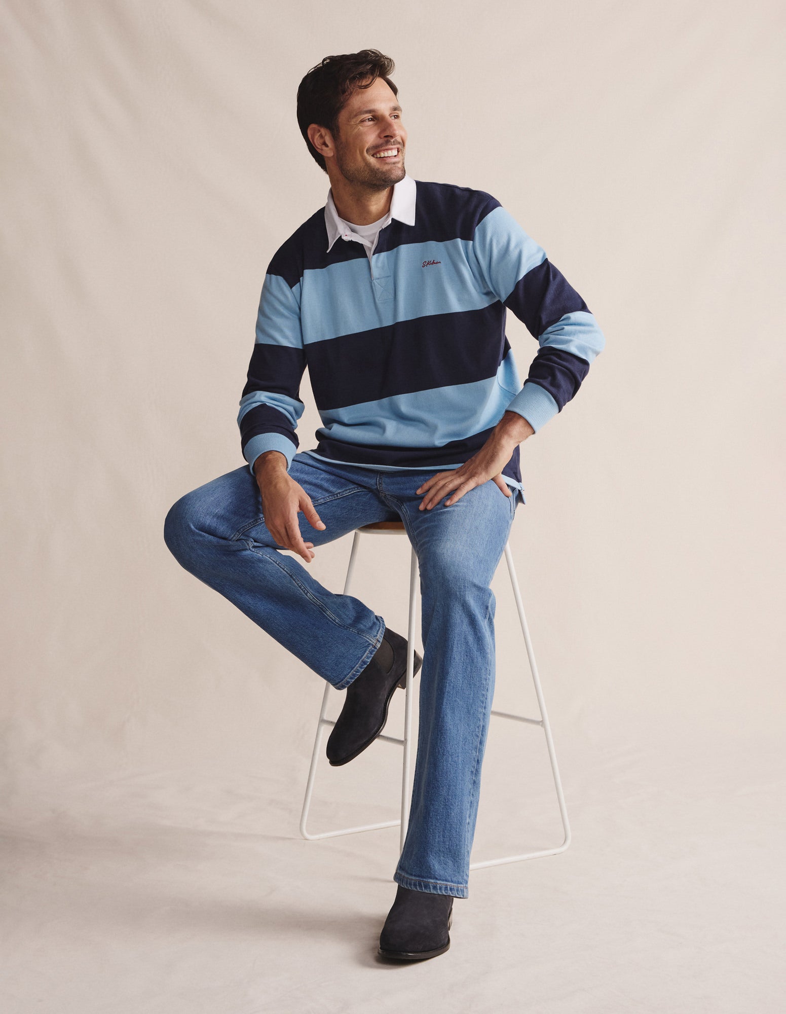 Edgeworth Stripe Rugby - Sky Blue