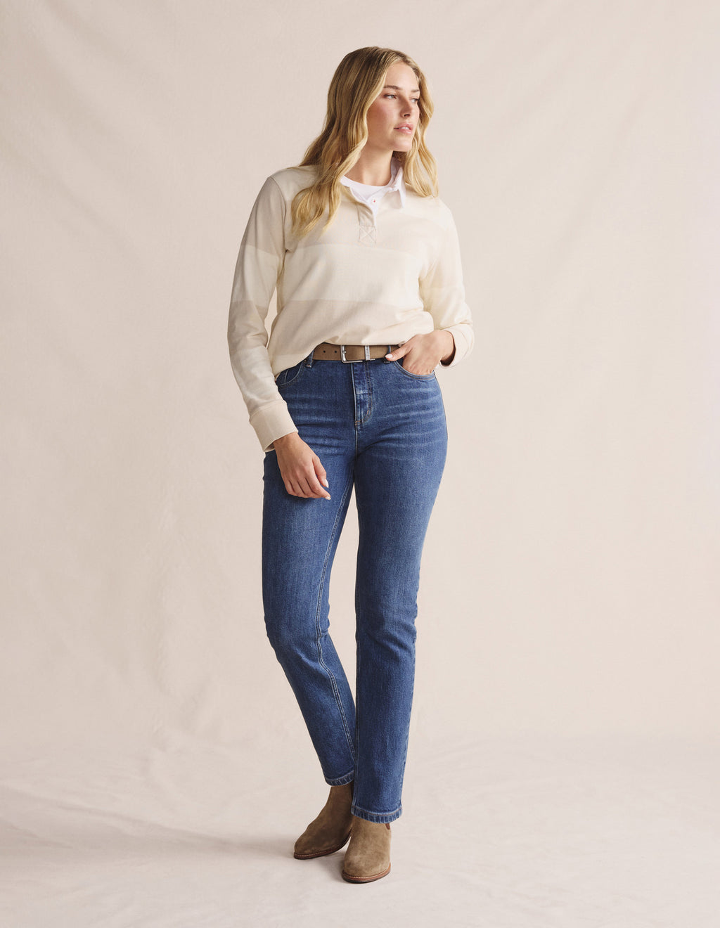 Tingha Stripe Rugby - Stone / Alinta